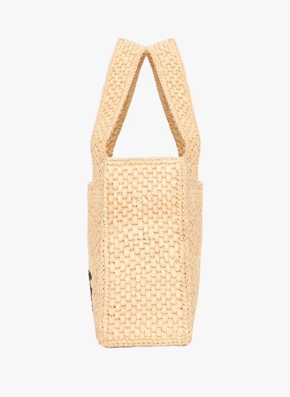 Mini LOEWE Font Tote en raphia | Beige by LOEWE Mini LOEWE Font Tote en raphia Beige