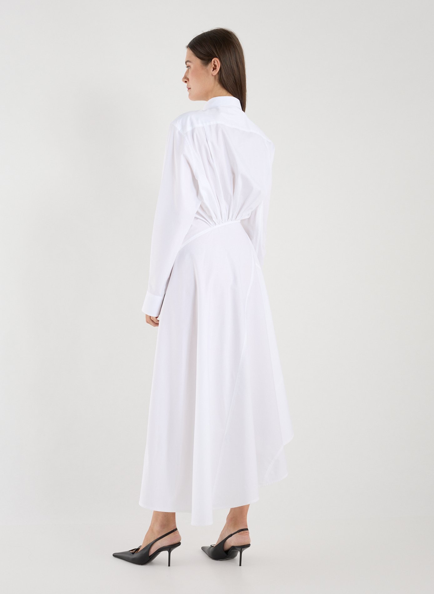 Asymmetrical Cotton Shirt Dress VICTORIA BECKHAM White