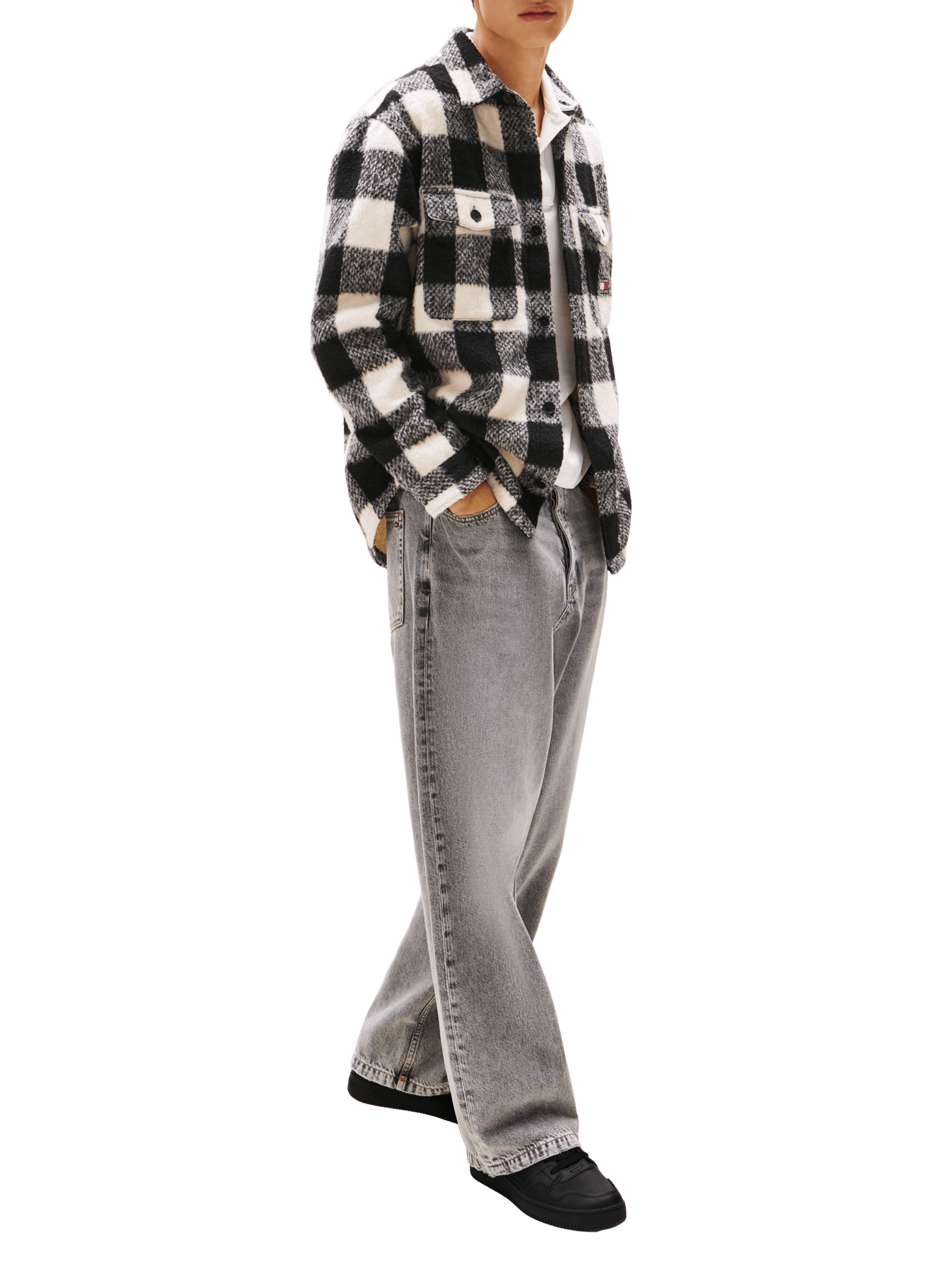 Retro leather sneakers with a serrated sole TOMMY HILFIGER Black