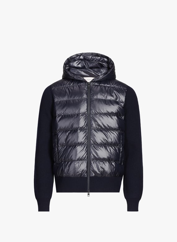 Cardigan matelassé et zippé à capuche | Bleu by MONCLER Cardigan matelassé et zippé à capuche Bleu