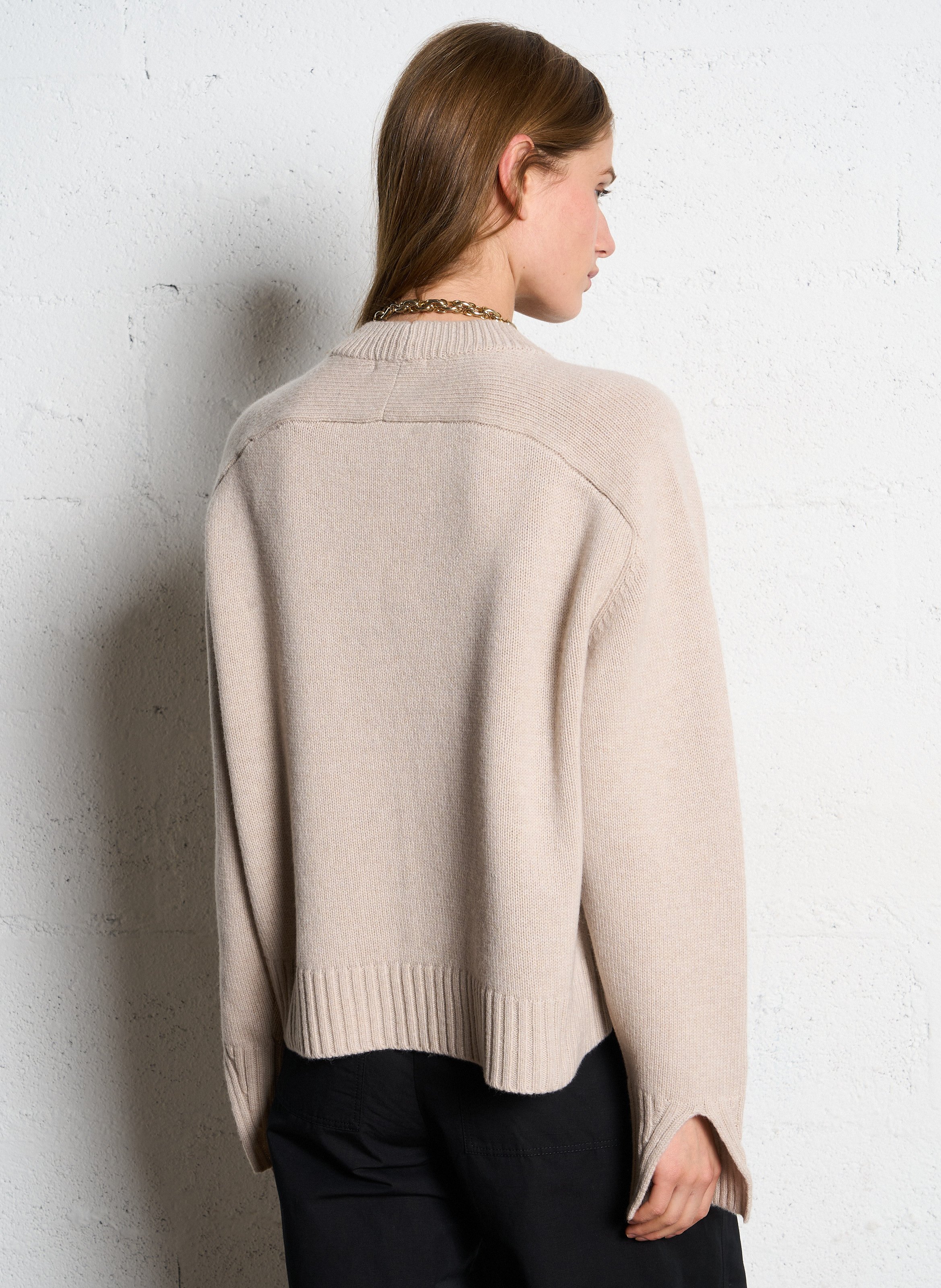Pull col rond ample en laine will SOEUR Beige