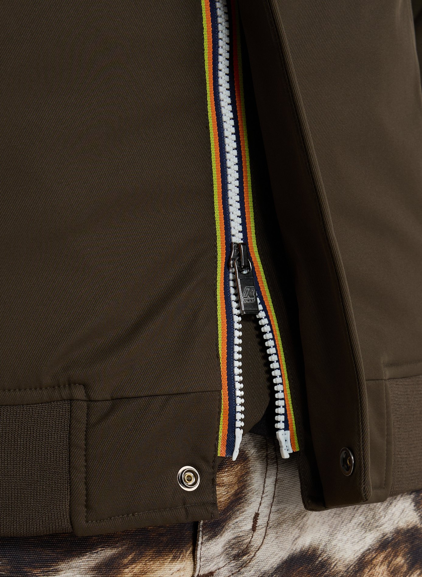 Parka unie à col montant K-WAY Kaki