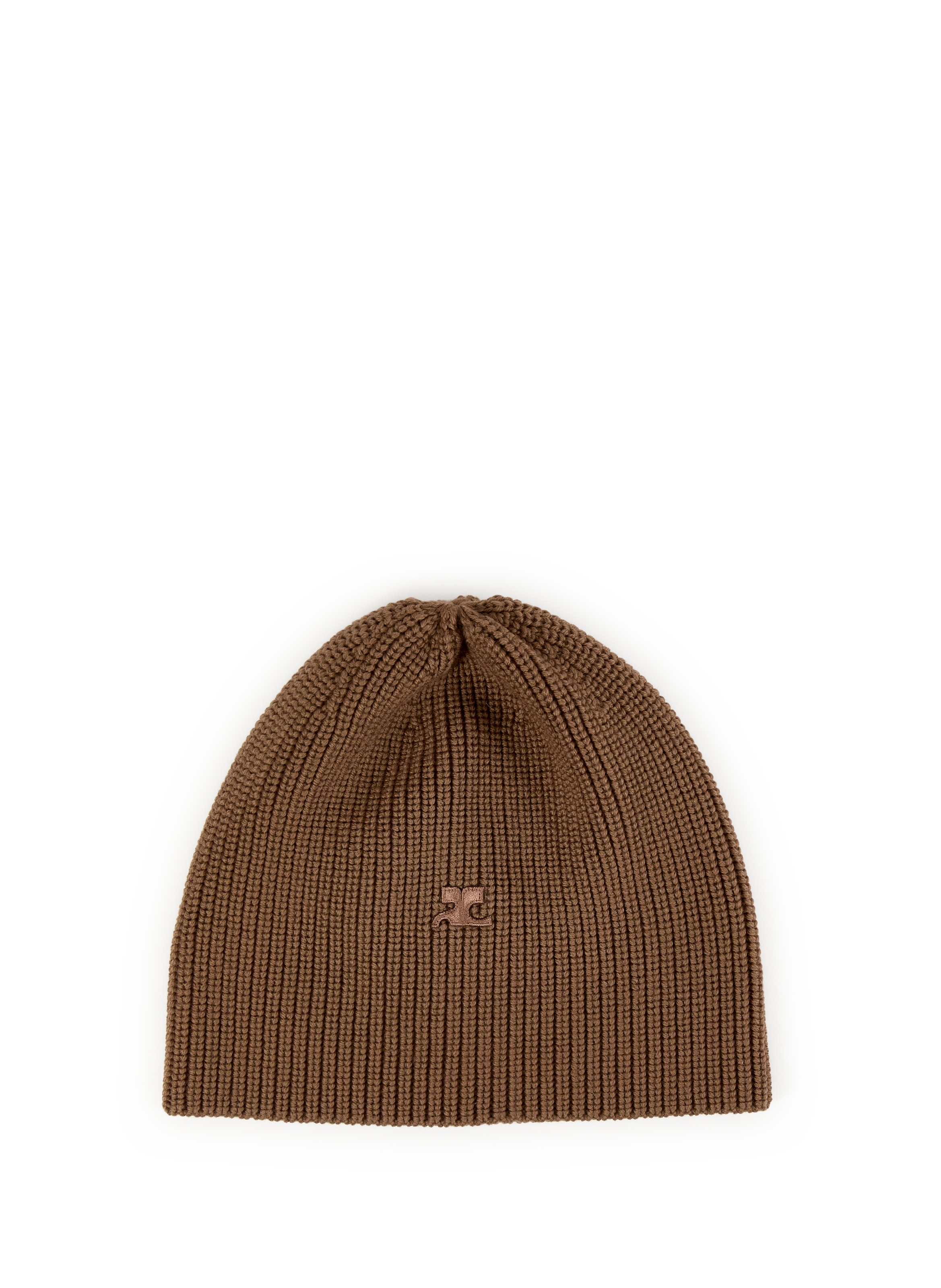 COURRÈGES Bonnet en laine mérinos Marron
