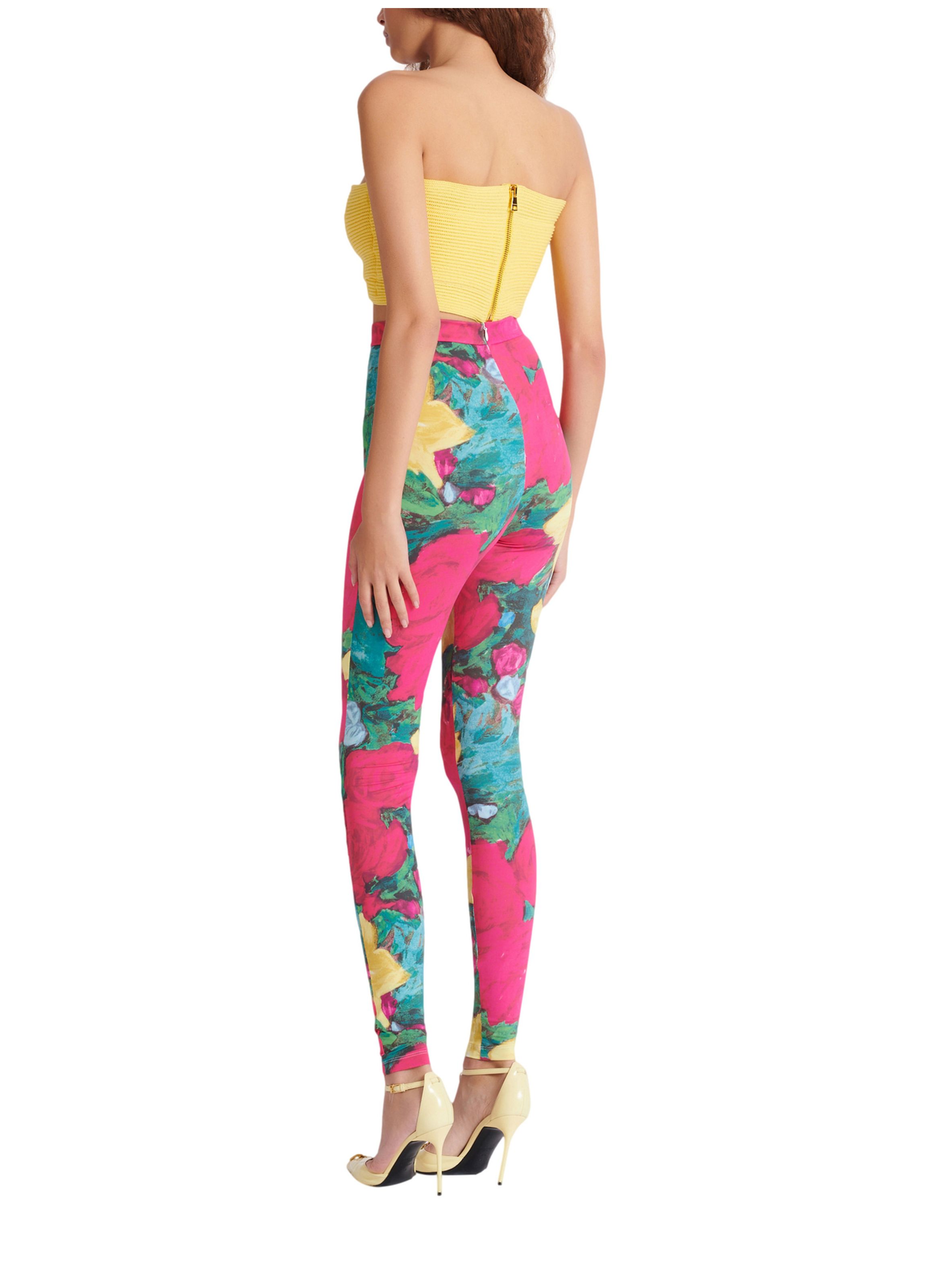 Legging en jersey imprimé roses BALMAIN Multicolore