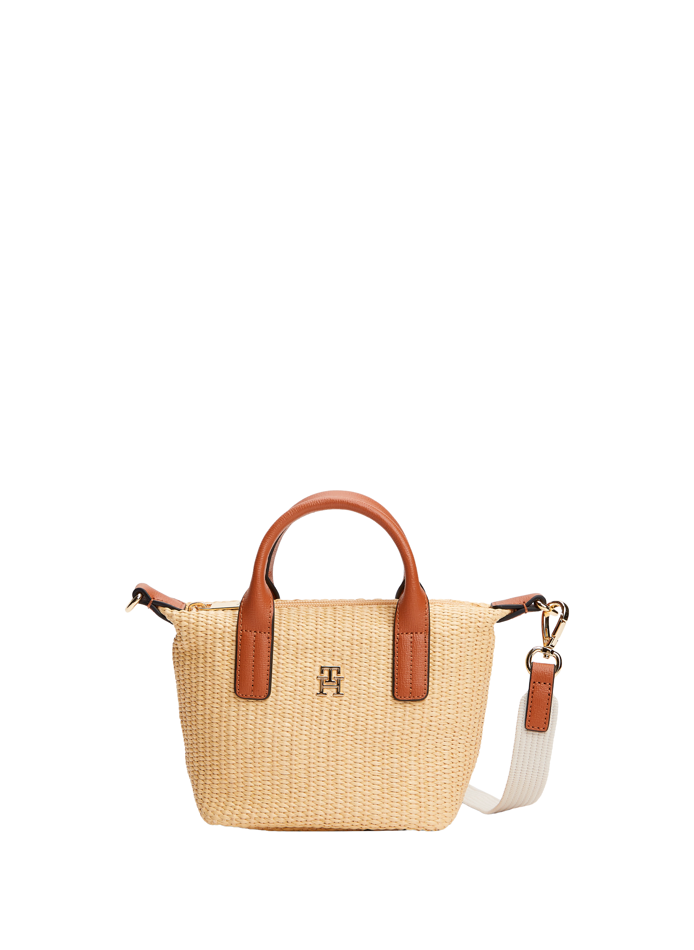 Sac à bandoulière amovible tressé TOMMY HILFIGER Marron