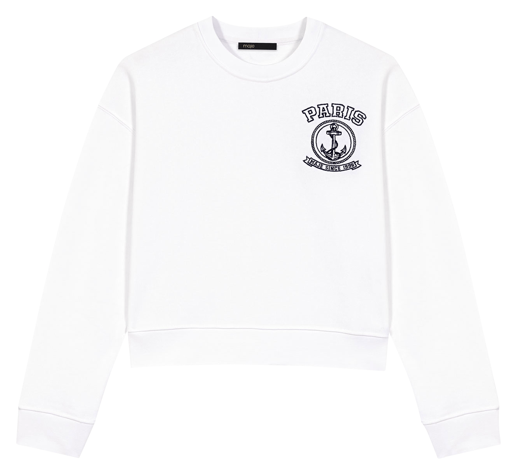 Sweat col rond en coton MAJE Blanc