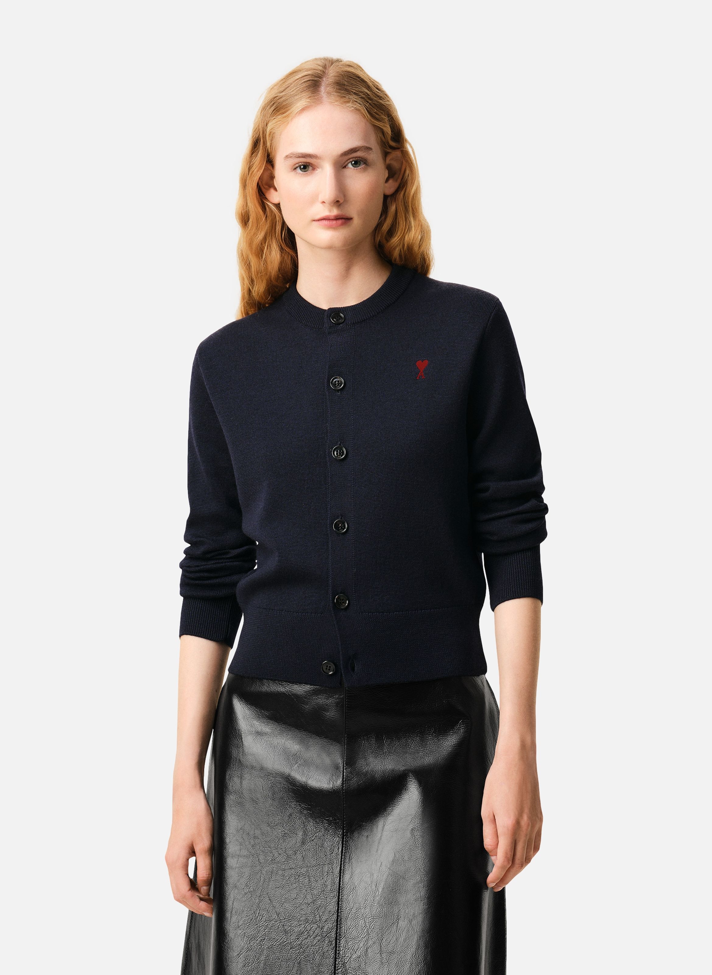 Cardigan Ami De Coeur En Laine  Marine/rouge