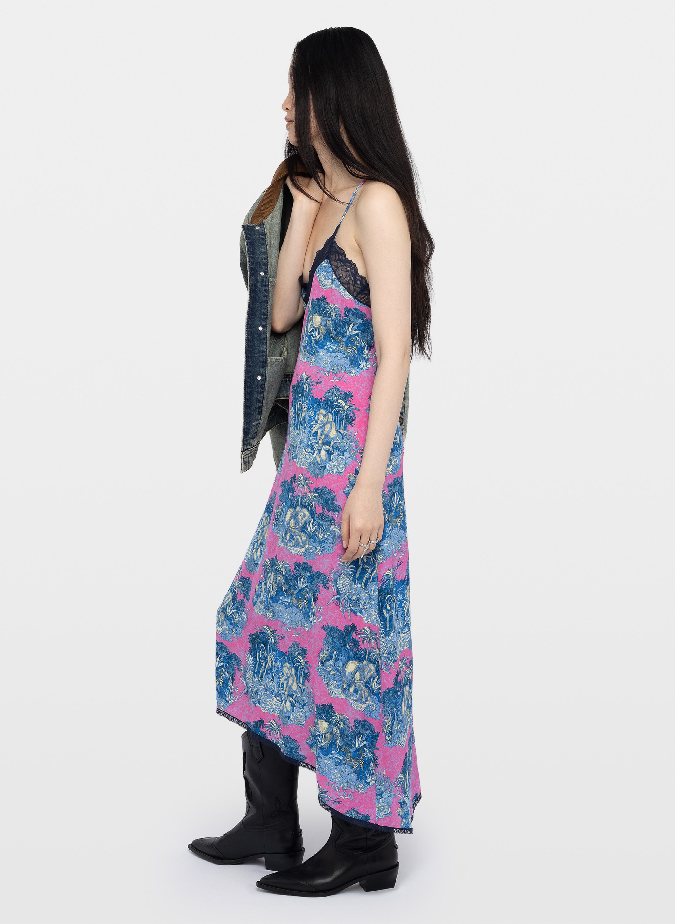 Robe longue col v imprimée risty ZADIG&VOLTAIRE Rose