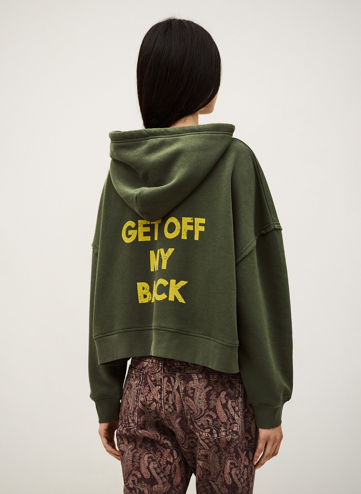 Sweat court à capuche sérigraphié au dos moby BA&SH Kaki