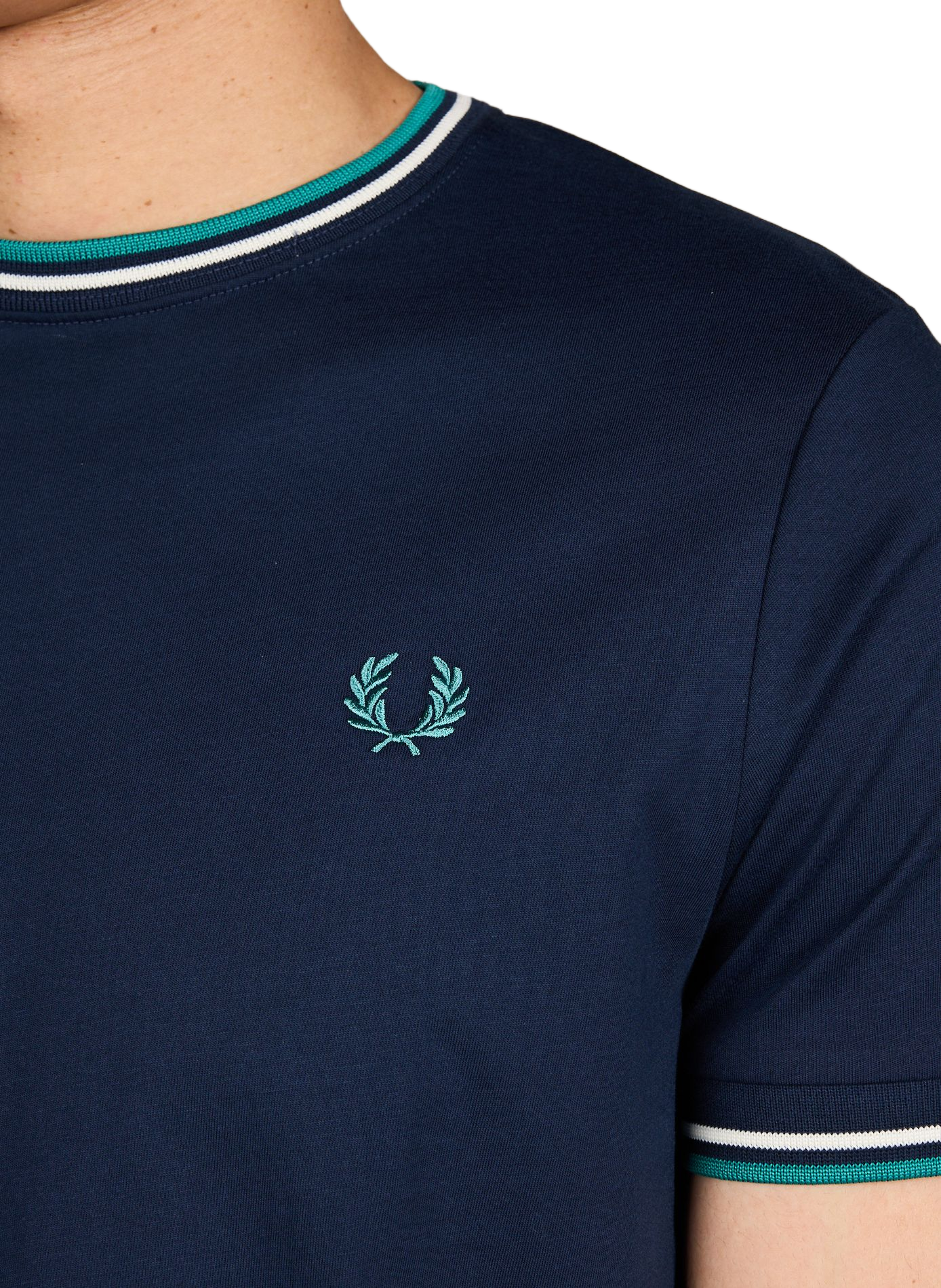 Plain round neck cotton T-shirt FRED PERRY Blue
