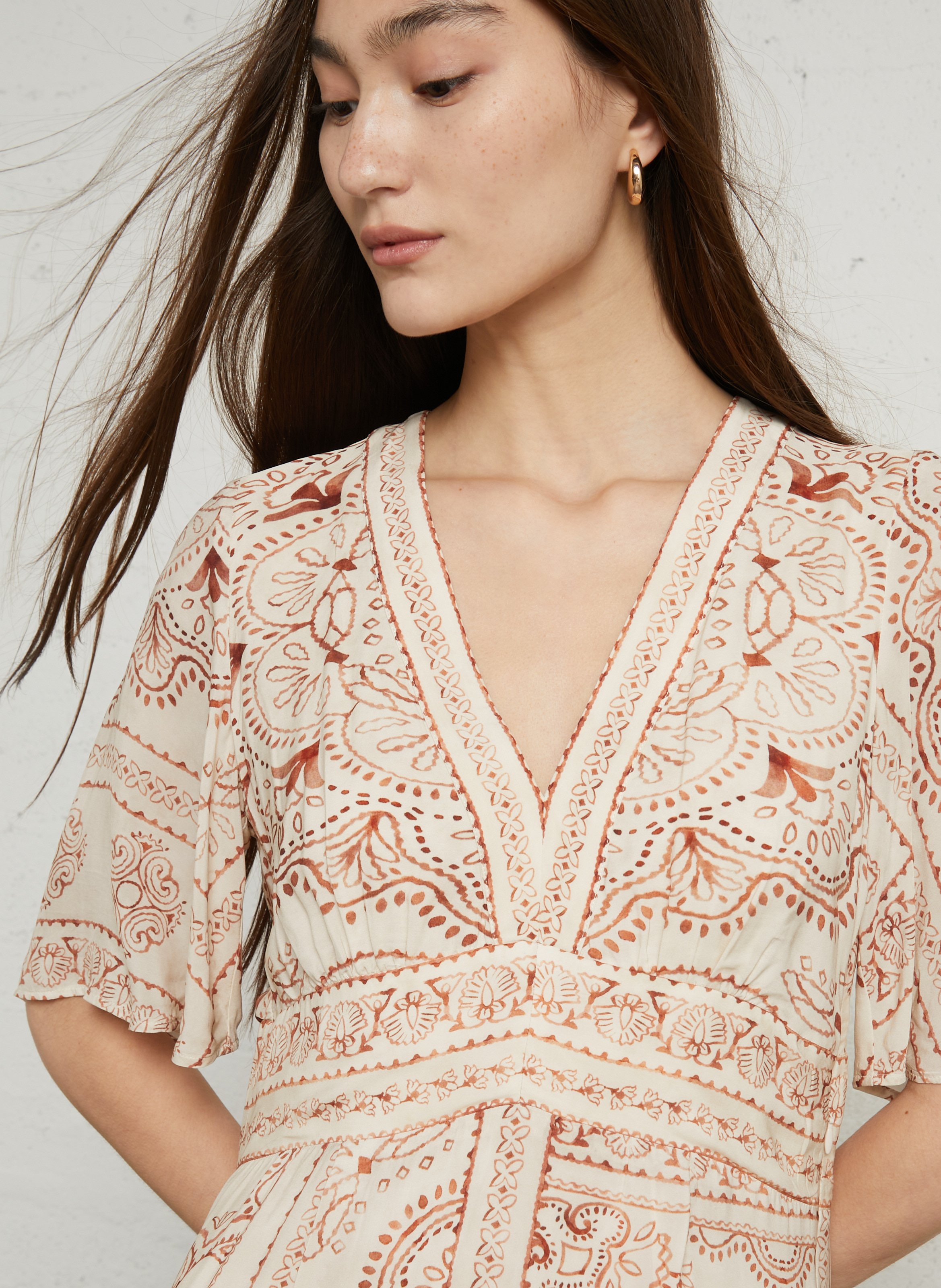 Robe ample fluide imprimée brana MAISON 123 Blanc