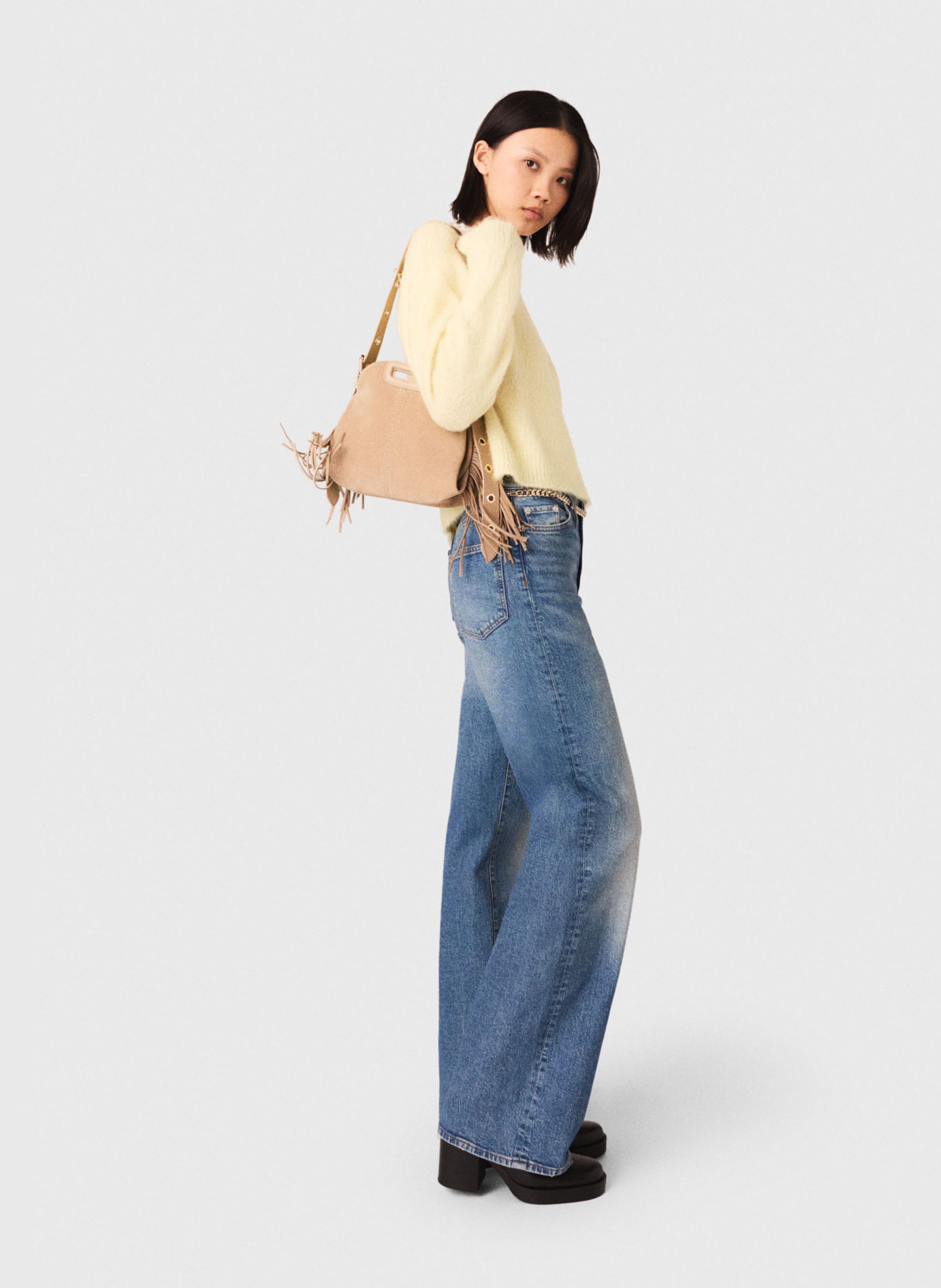 Jean large en denim de coton MAJE Bleu