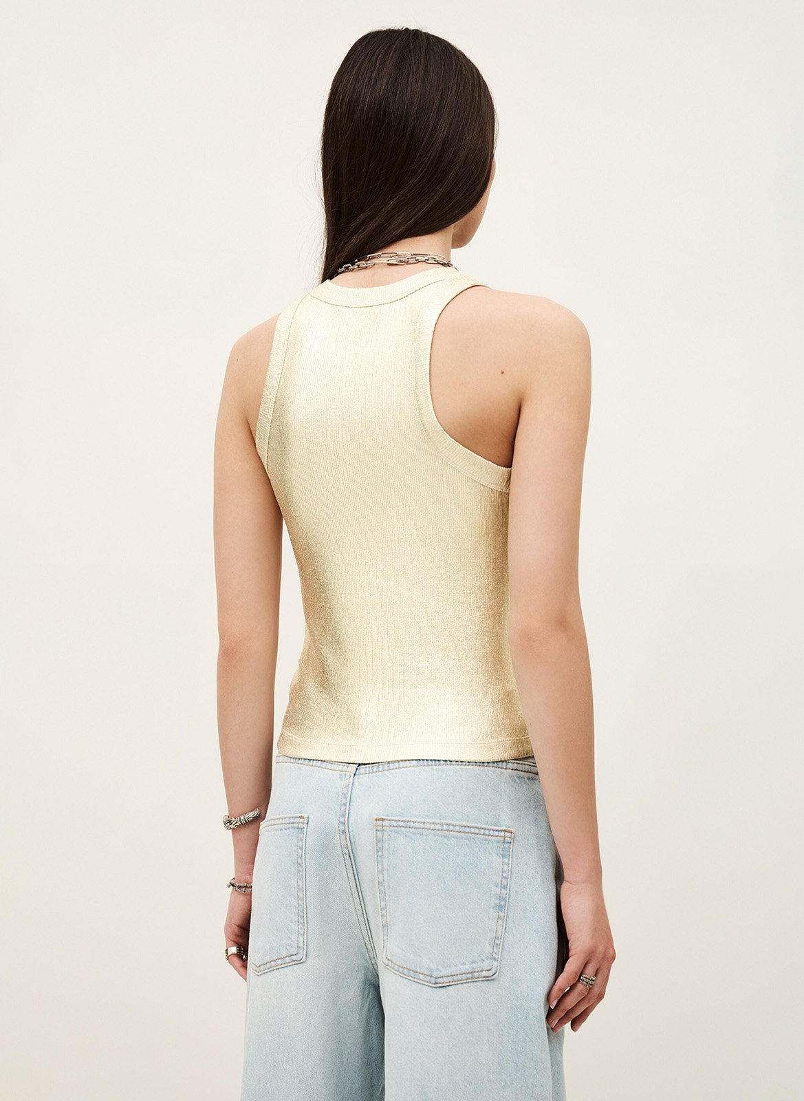 Débardeur col rond brillant shadey Doré