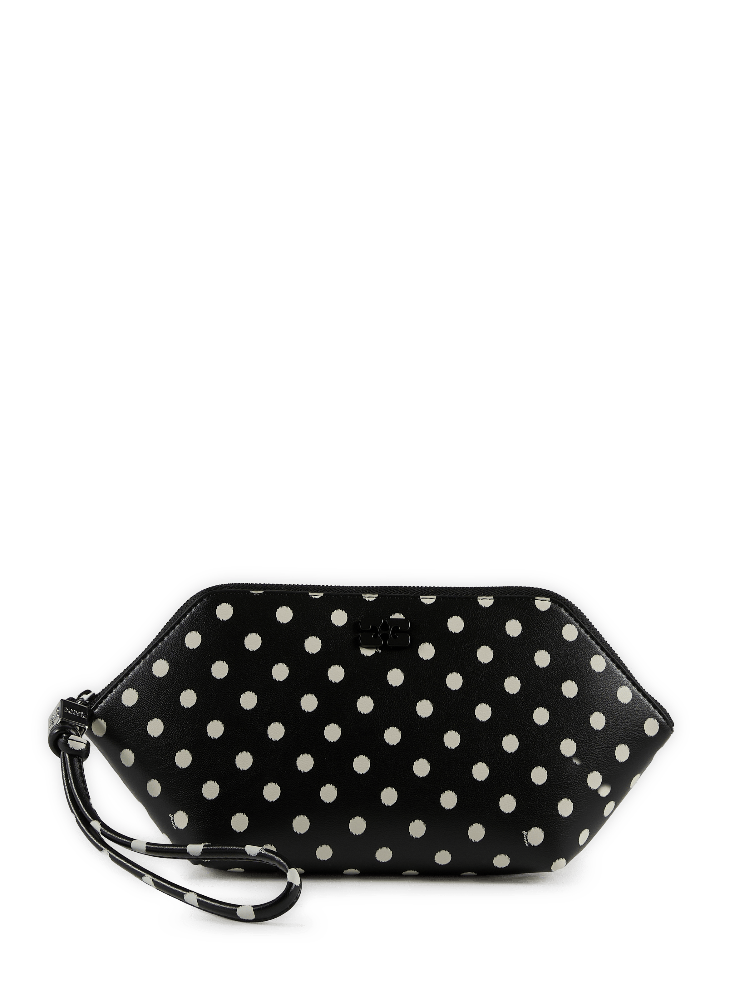 Mixed leather Bou clutch with polka dot pattern GANNI Black