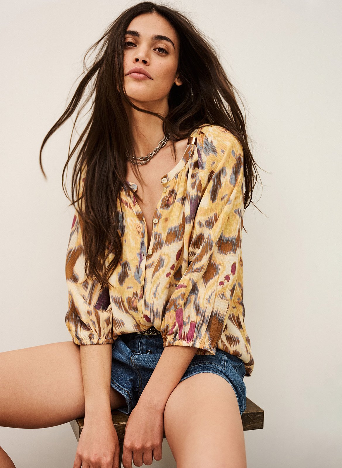 Blouse col rond imprimée maelle BA&SH Jaune
