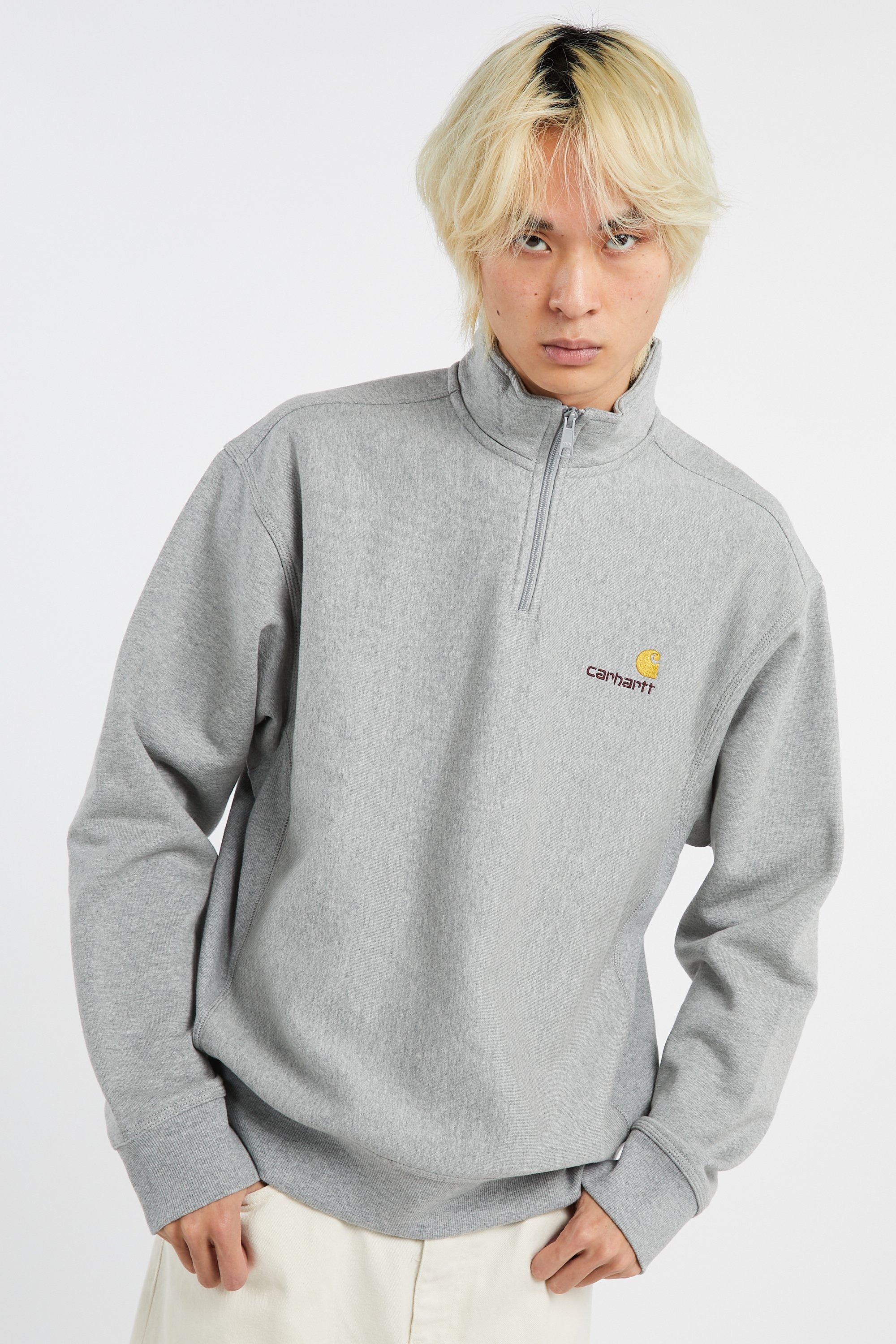 Sweat zippé half zip american script CARHARTT WIP Gris
