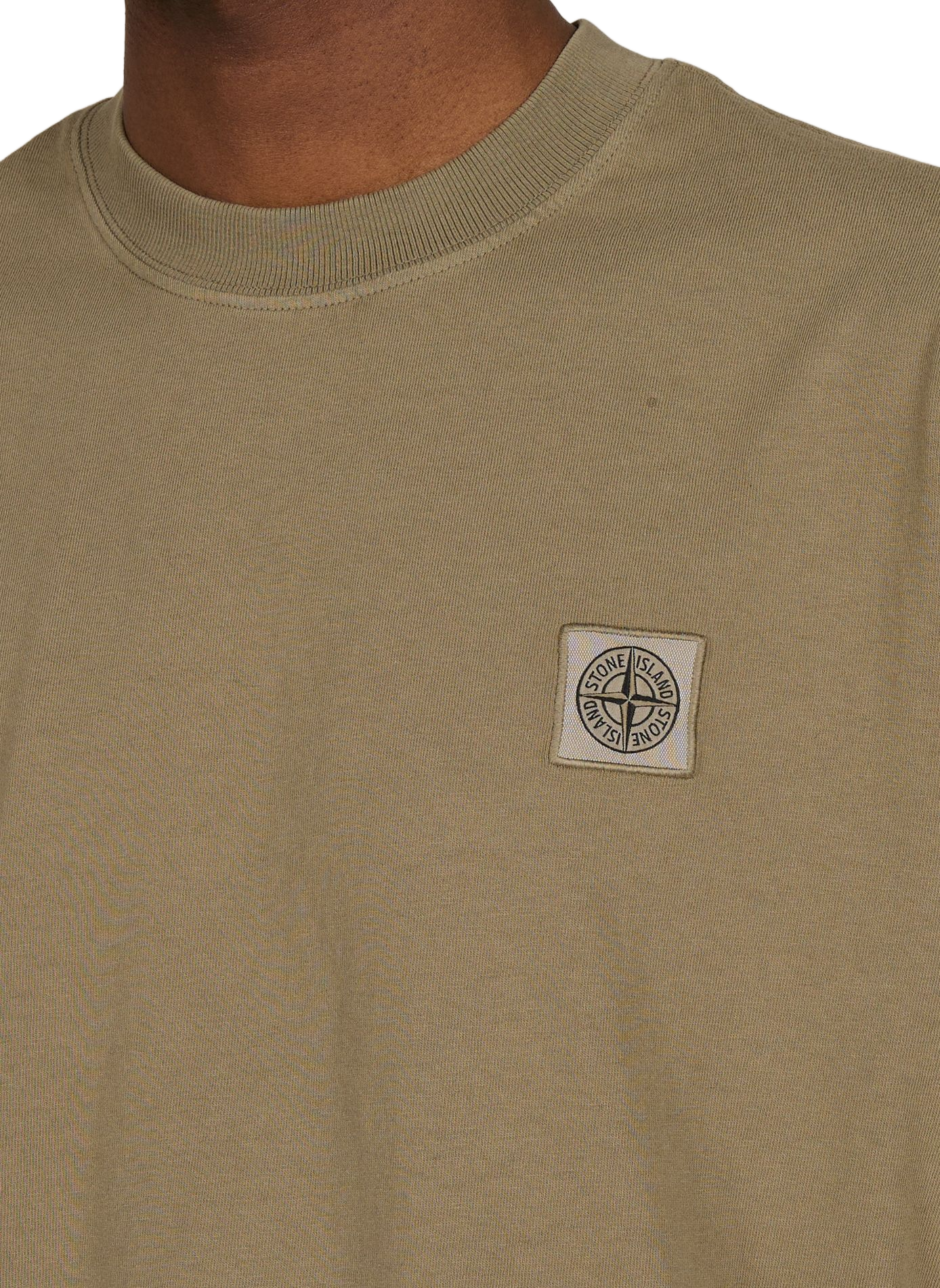Straight round-neck cotton T-shirt STONE ISLAND Khaki
