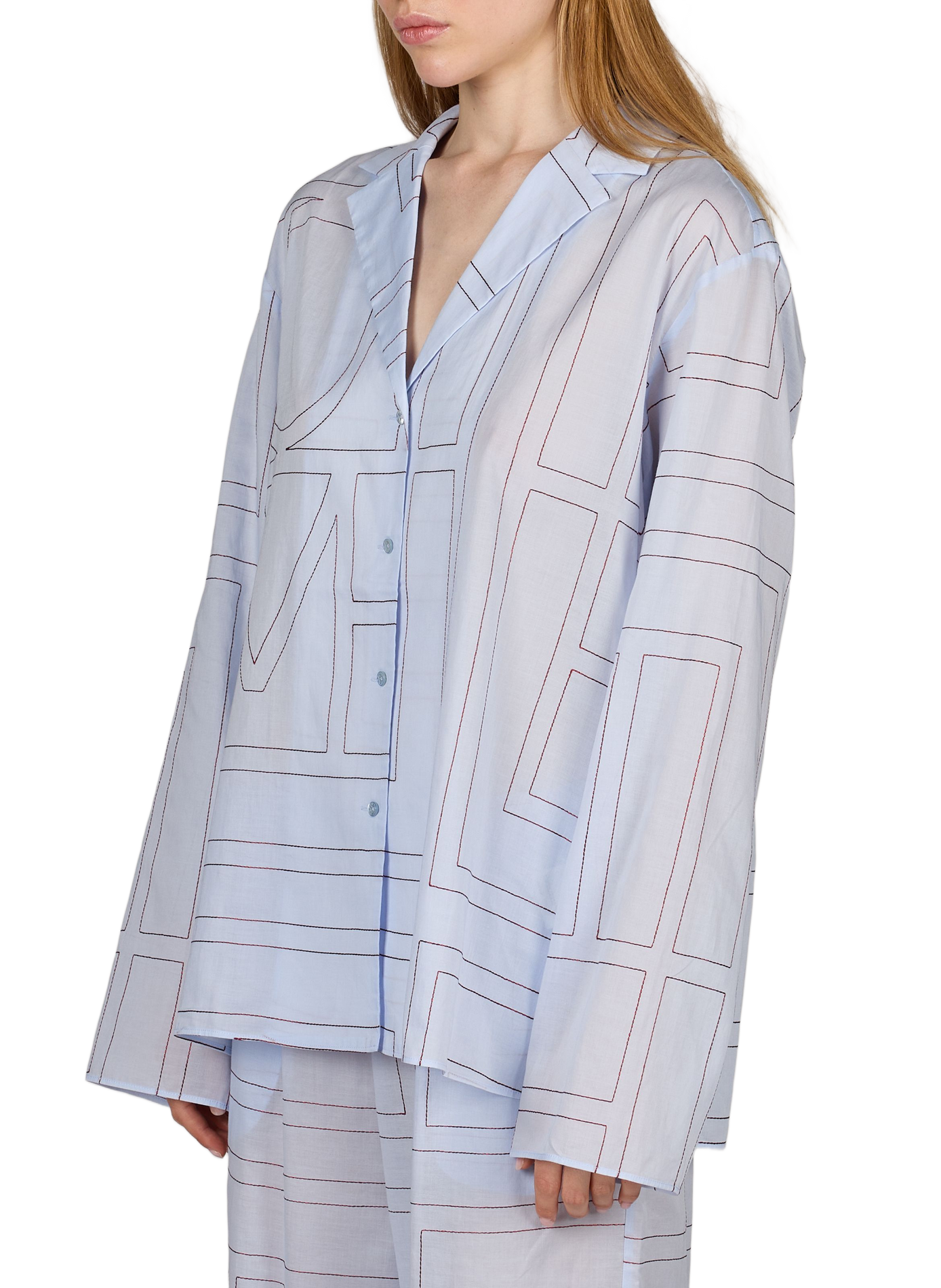 Chemise ample à motifs brodés TOTEME Bleu