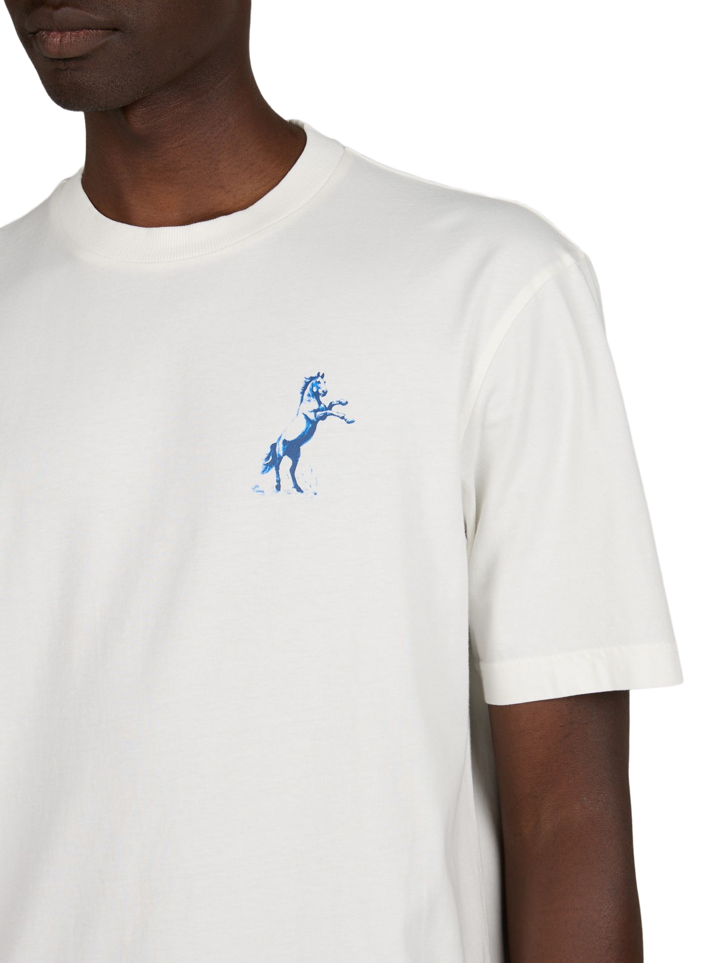 T-shirt à imprimé animal et logo au dos en coton HUGO BLUE Blanc