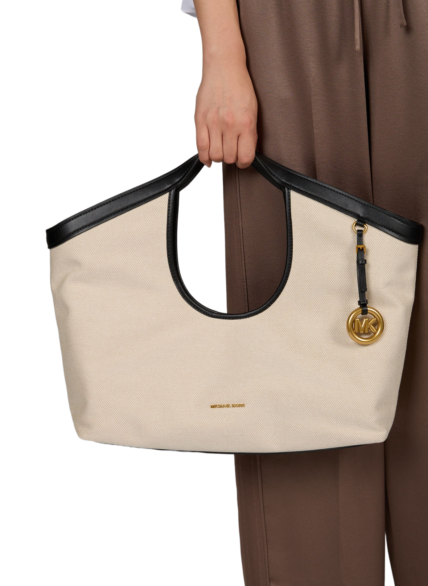 Haddie mixed cotton tote bag MICHAEL KORS Black