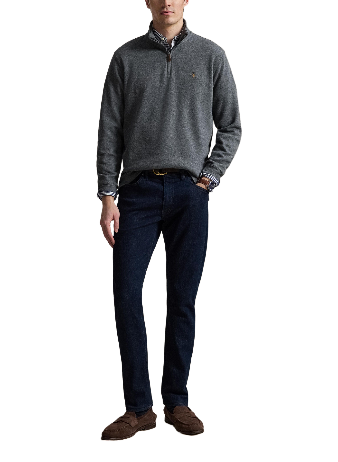 Pull droit col montant en coton | Gris POLO RALPH LAUREN Homme