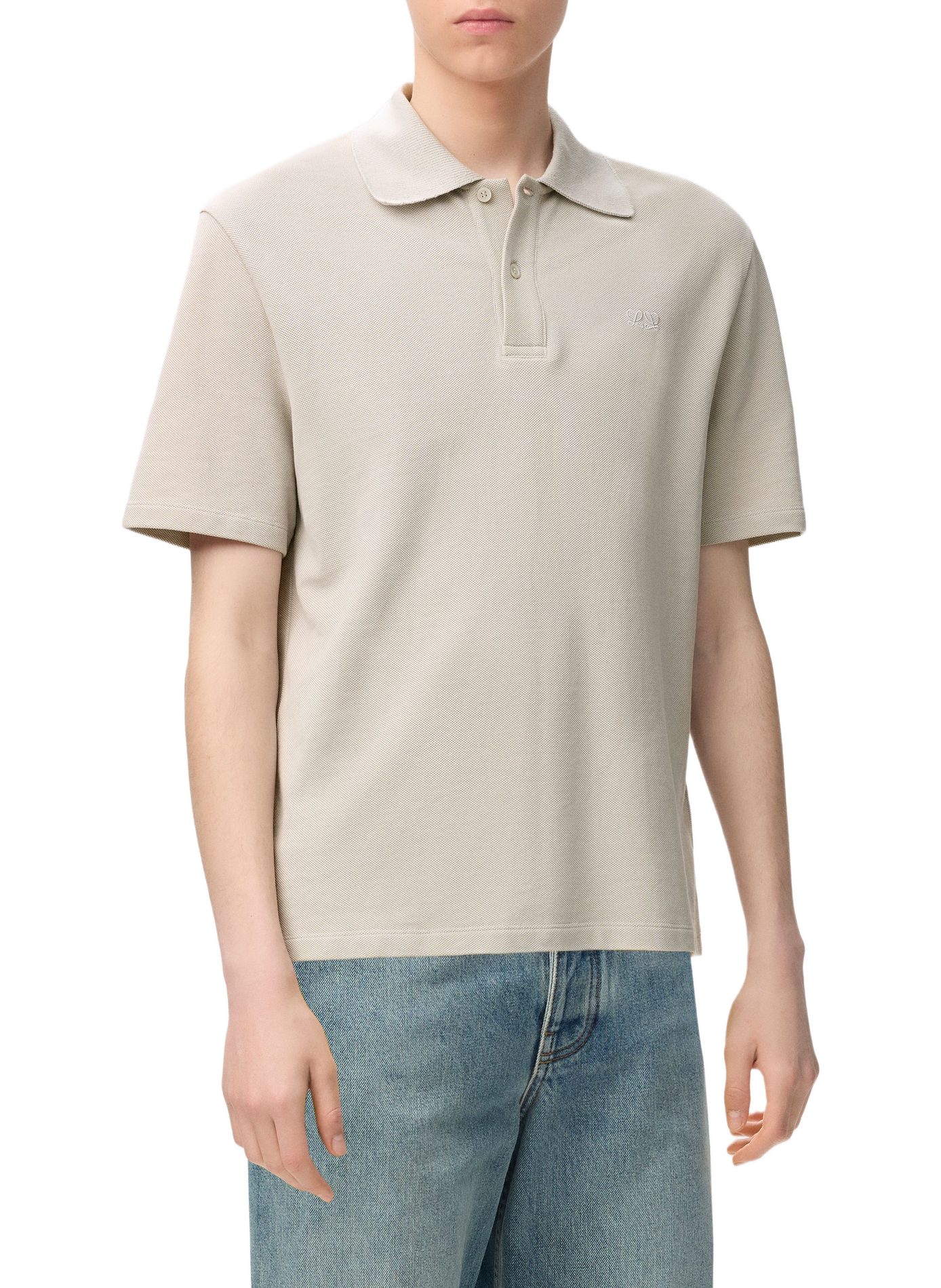 Lightweight cotton piqué polo LOEWE Grey