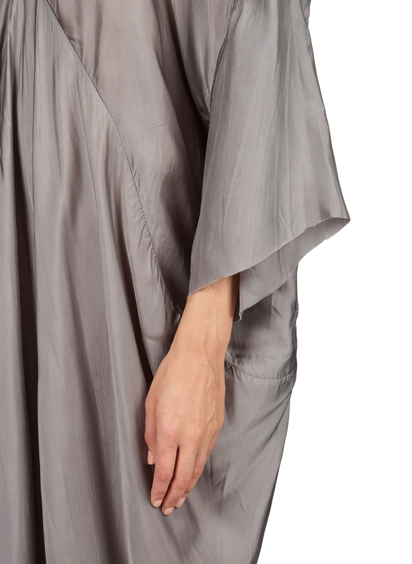 Asymmetric Satin Long Dress RICK OWENS Grey