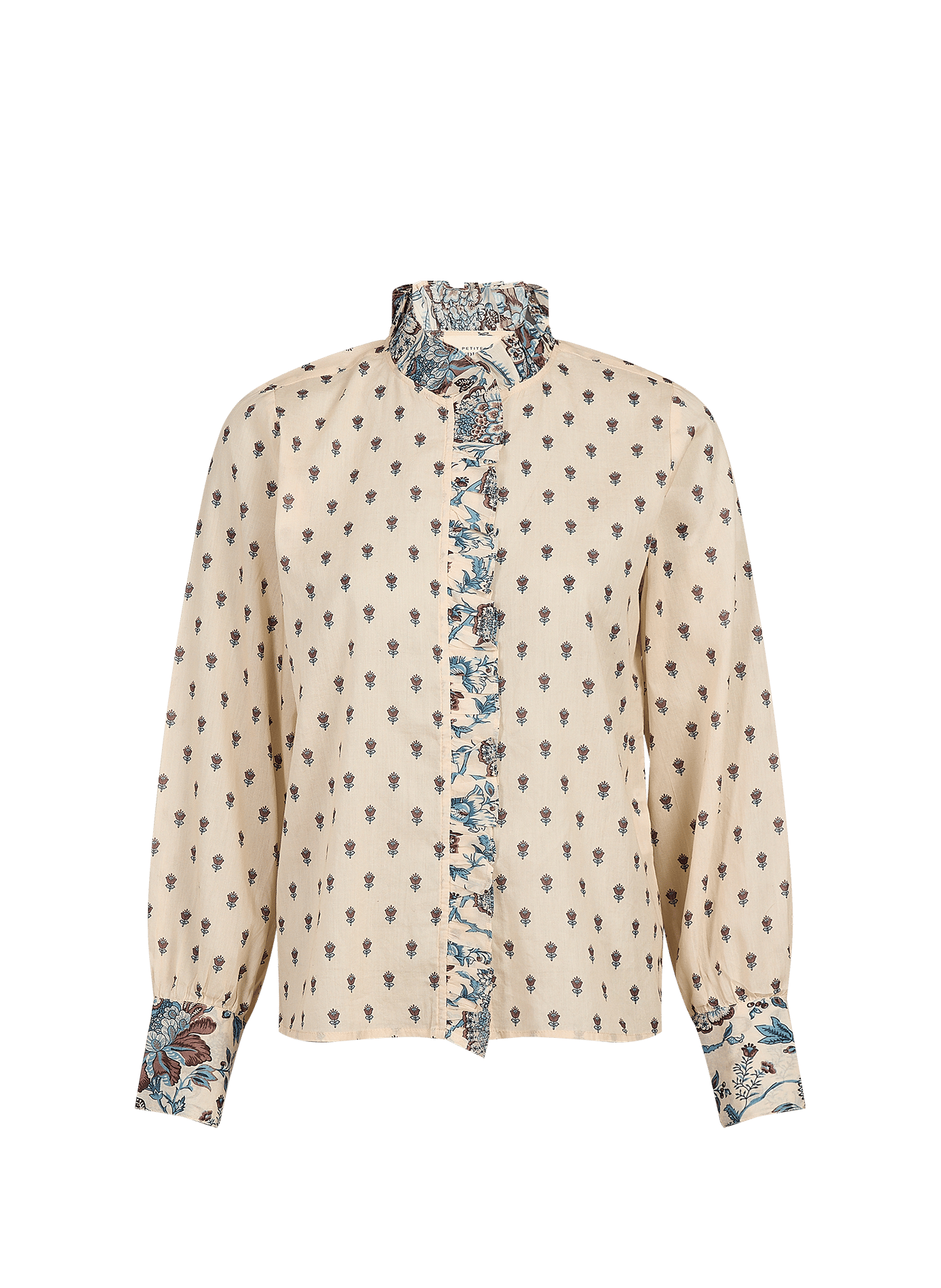 Chemise à volants imprimée en coton PETITE MENDIGOTE Beige