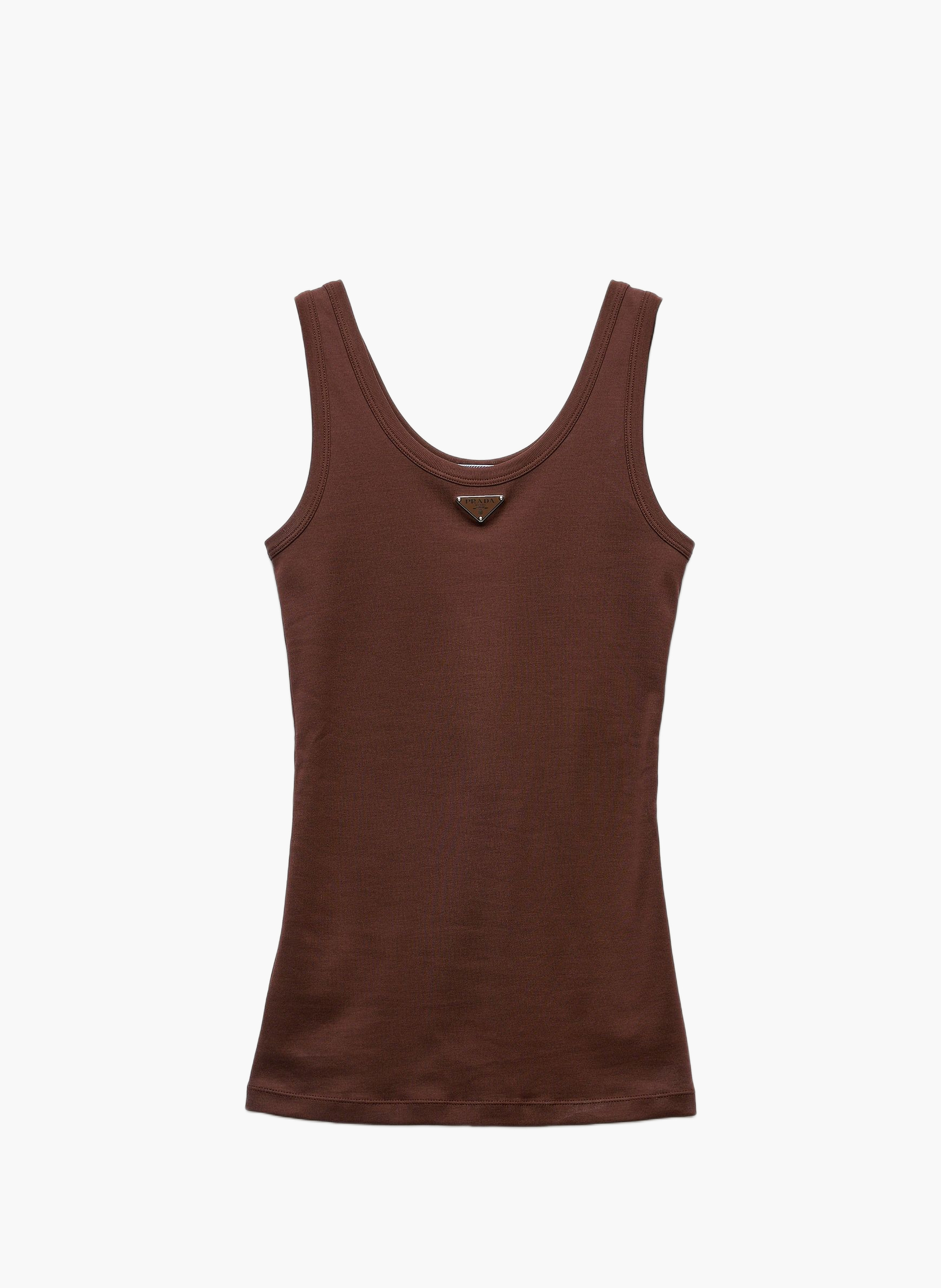 Débardeur en maille côtelée PRADA Marron