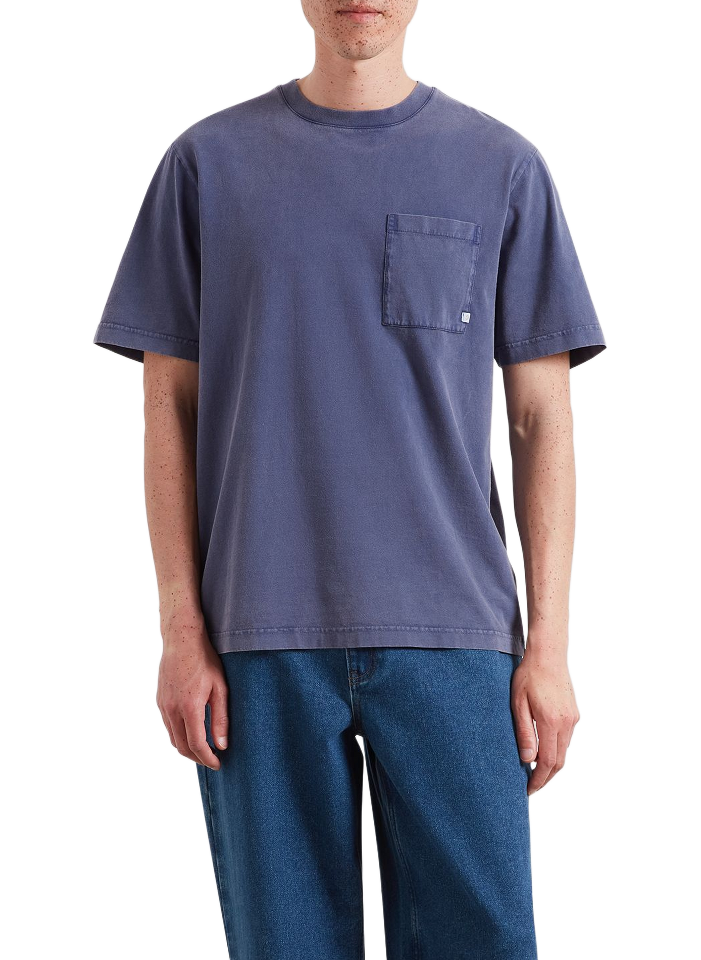 T-shirt droit à logo brodé en coton FARAH Blauw