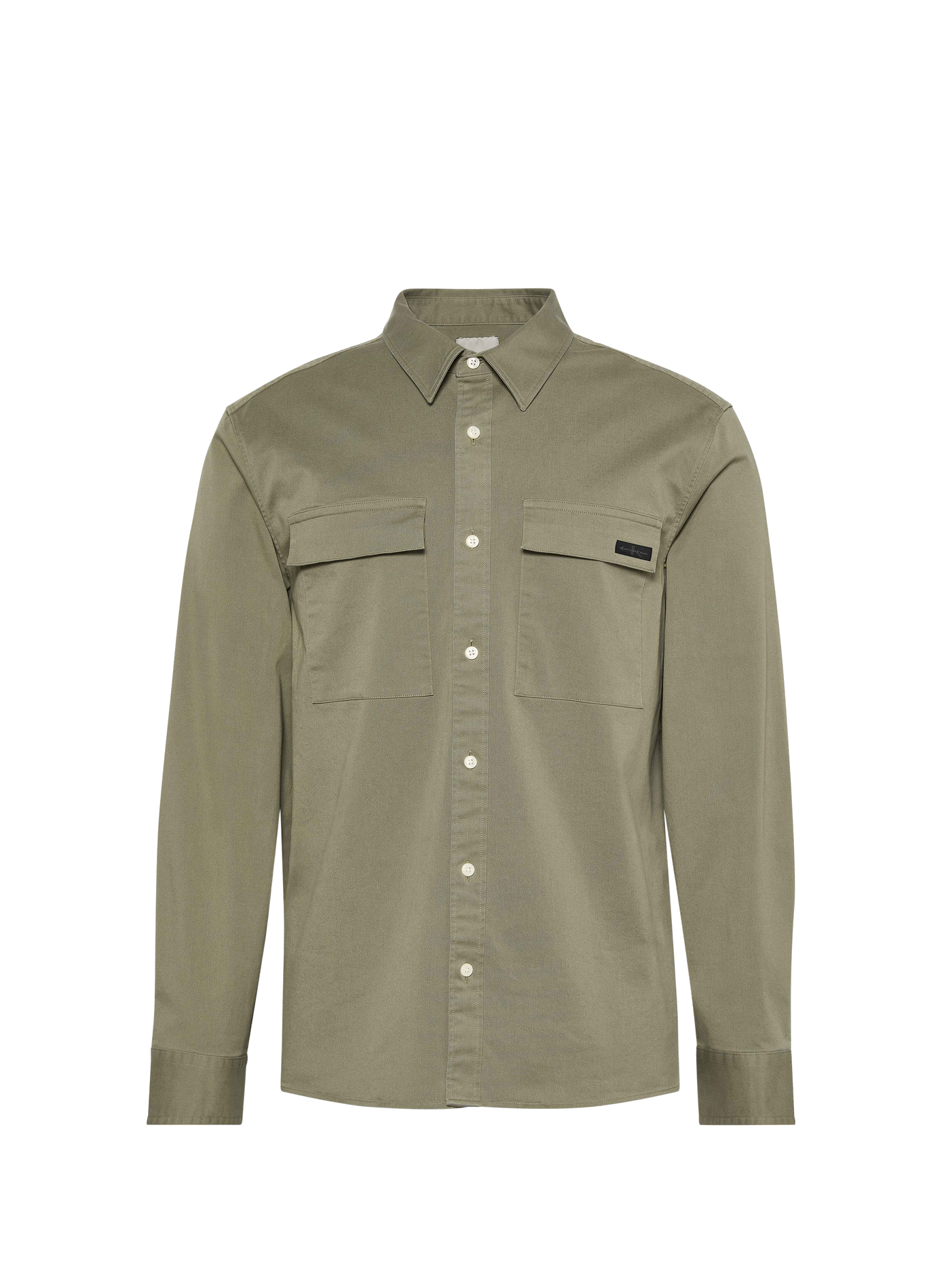 Sobrecamisa recta de cuello clásico en mezcla de algodón CALVIN KLEIN Caqui