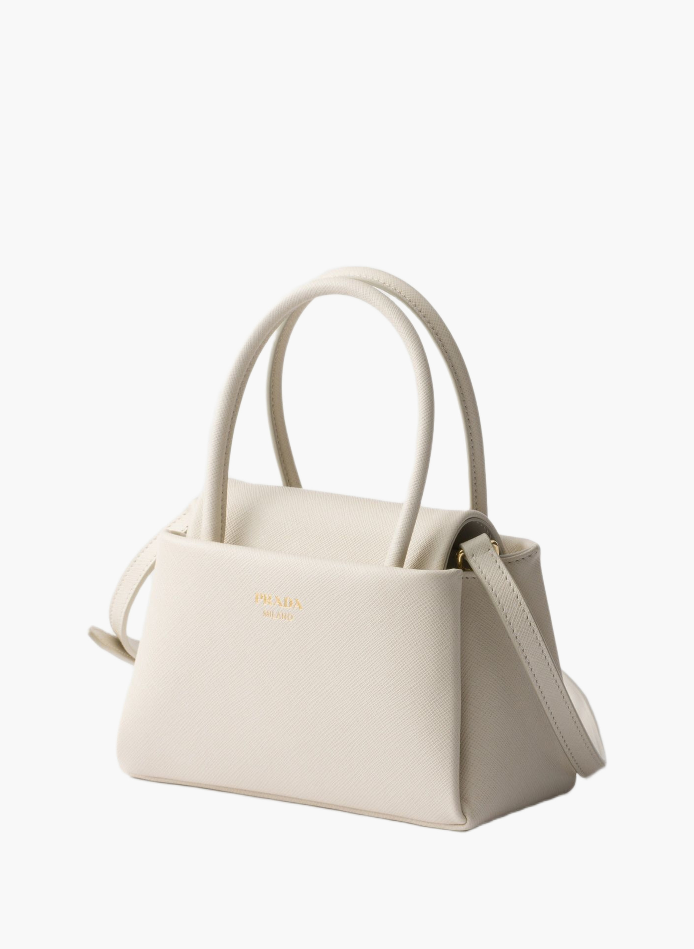 Mini sac à main prada passage en cuir saffiano PRADA Beige