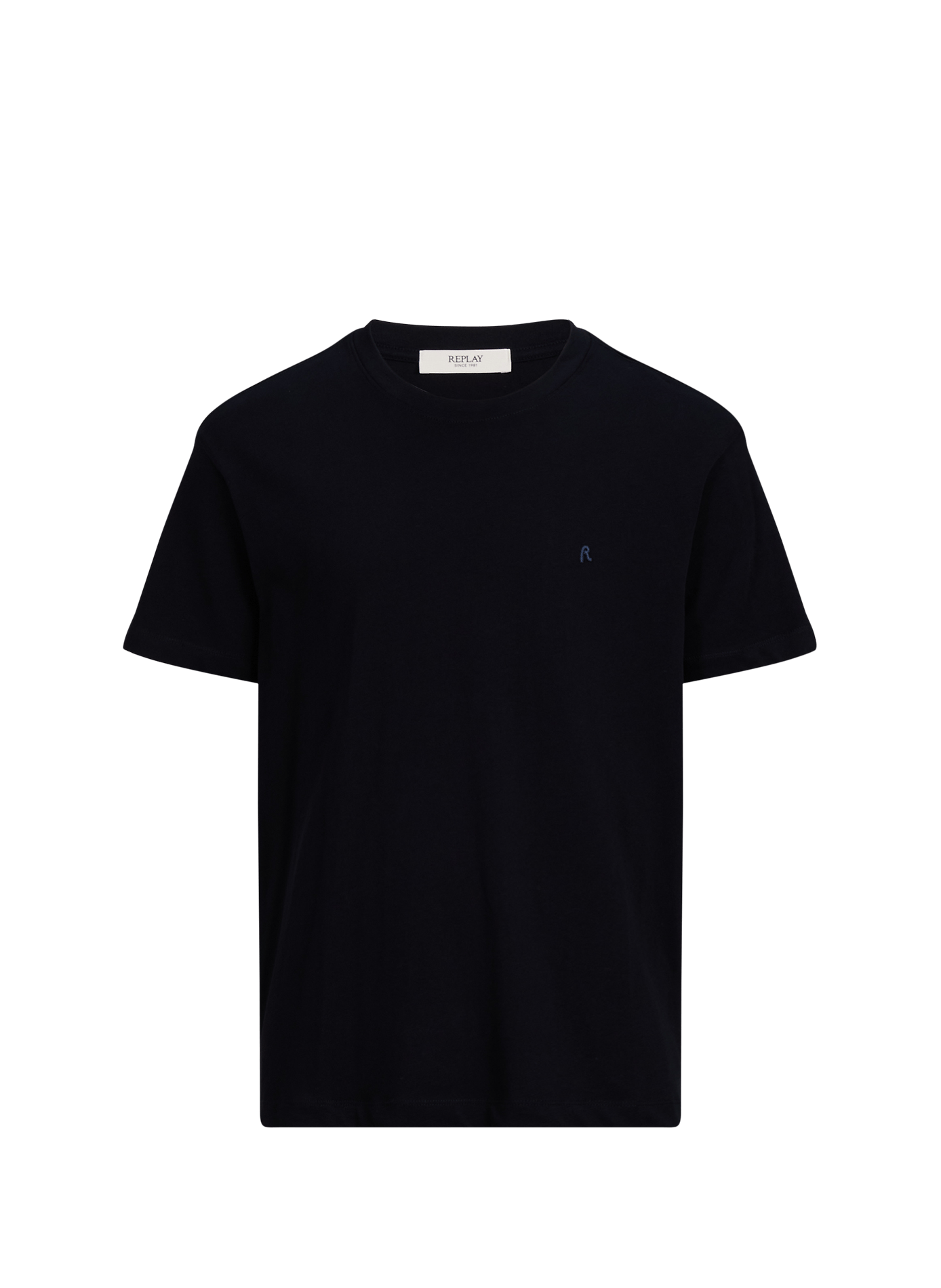 Plain T-shirt with embroidered logo in cotton REPLAY Blue