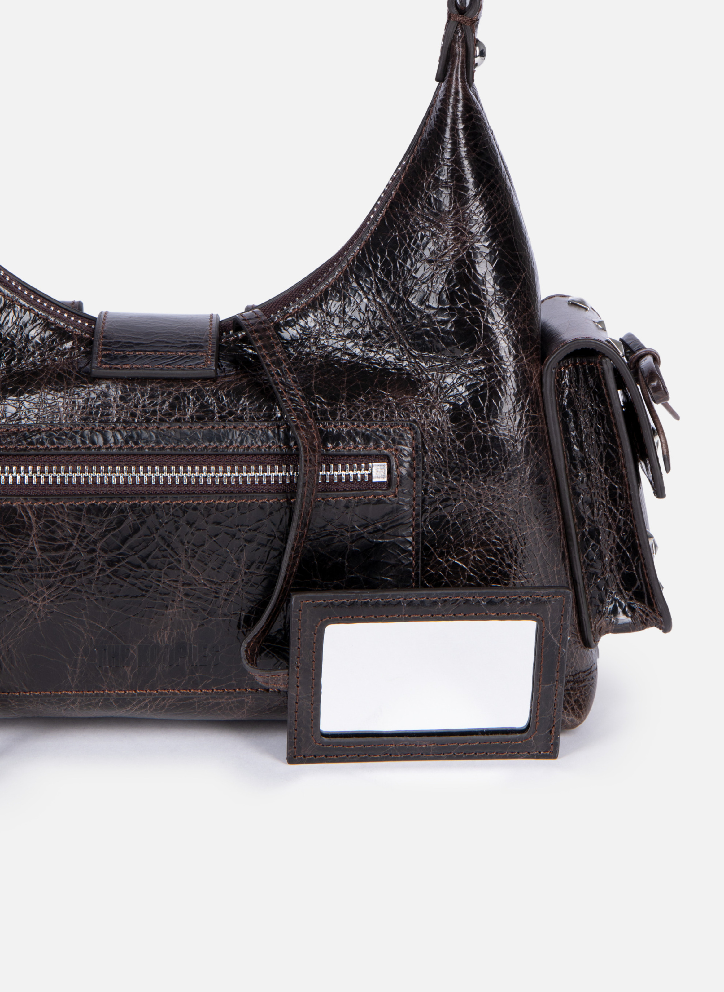 Sac amelia clouté en cuir craquelé THE KOOPLES Marron