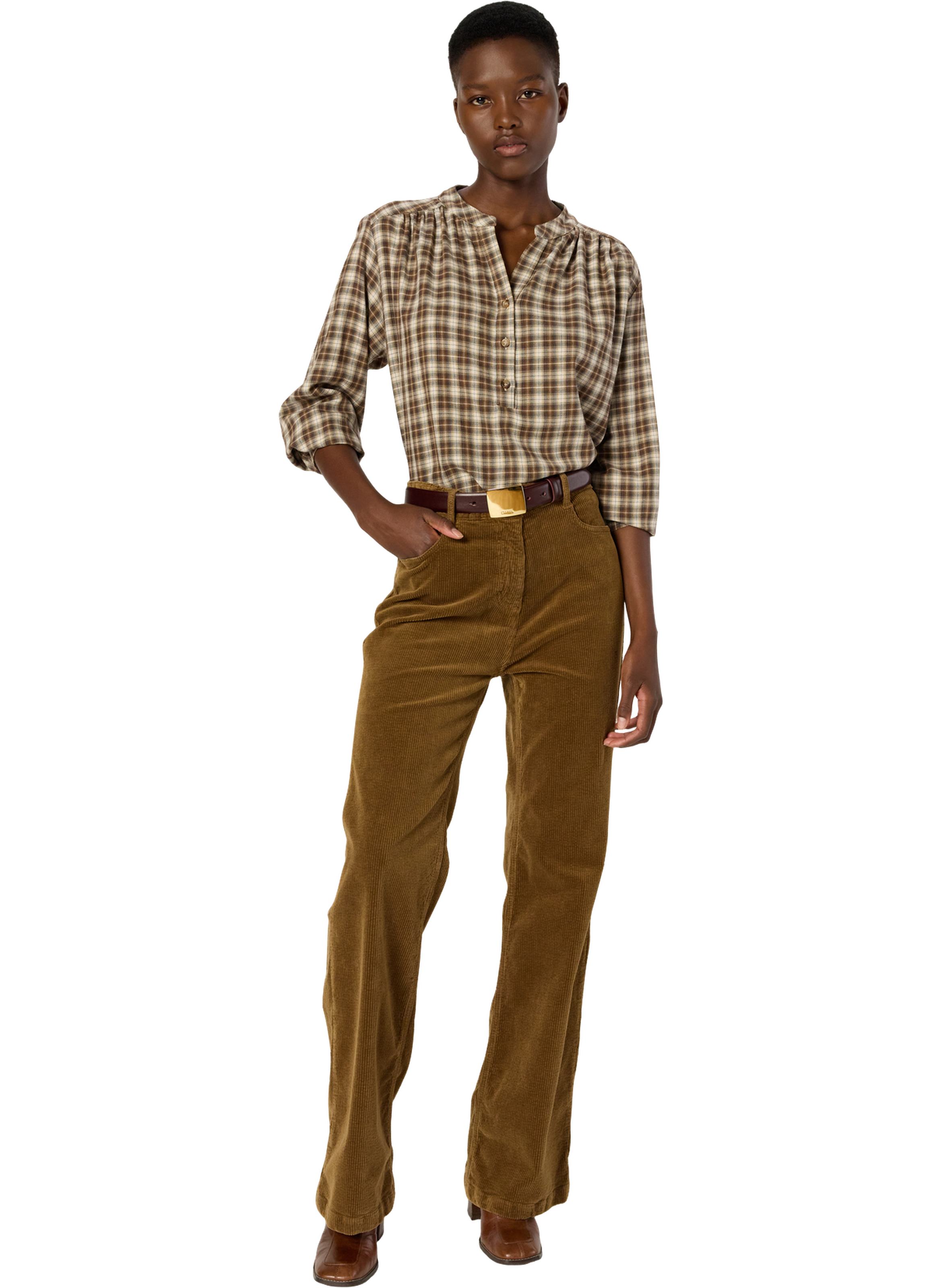 Pantalon flare en velours côtelé - chantal GERARD DAREL Marron