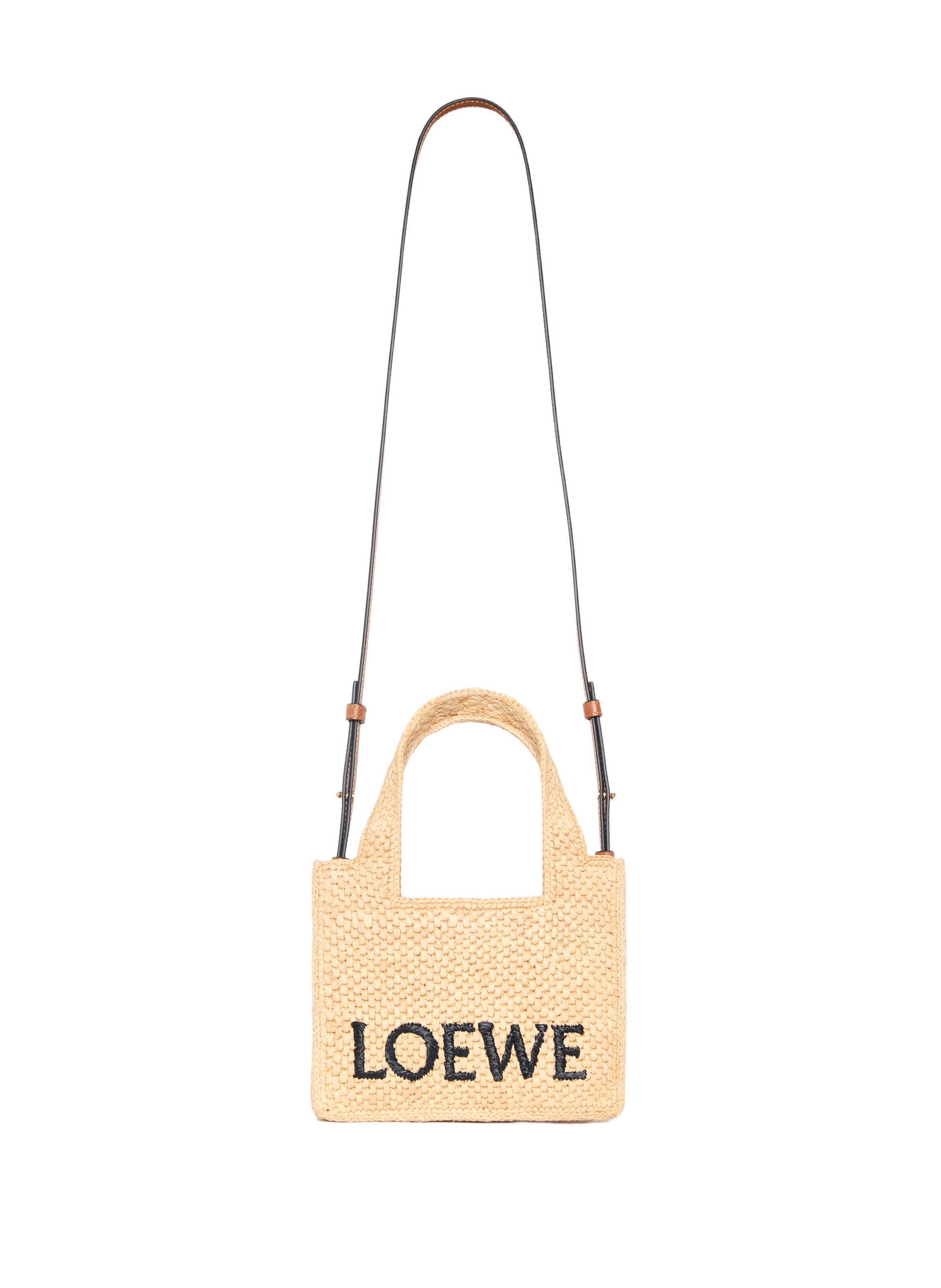 Mini LOEWE Font Tote in raffia LOEWE Beige