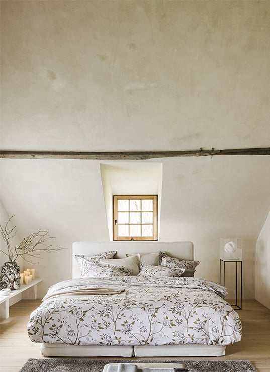 chambre esprit zen linge de lit floral