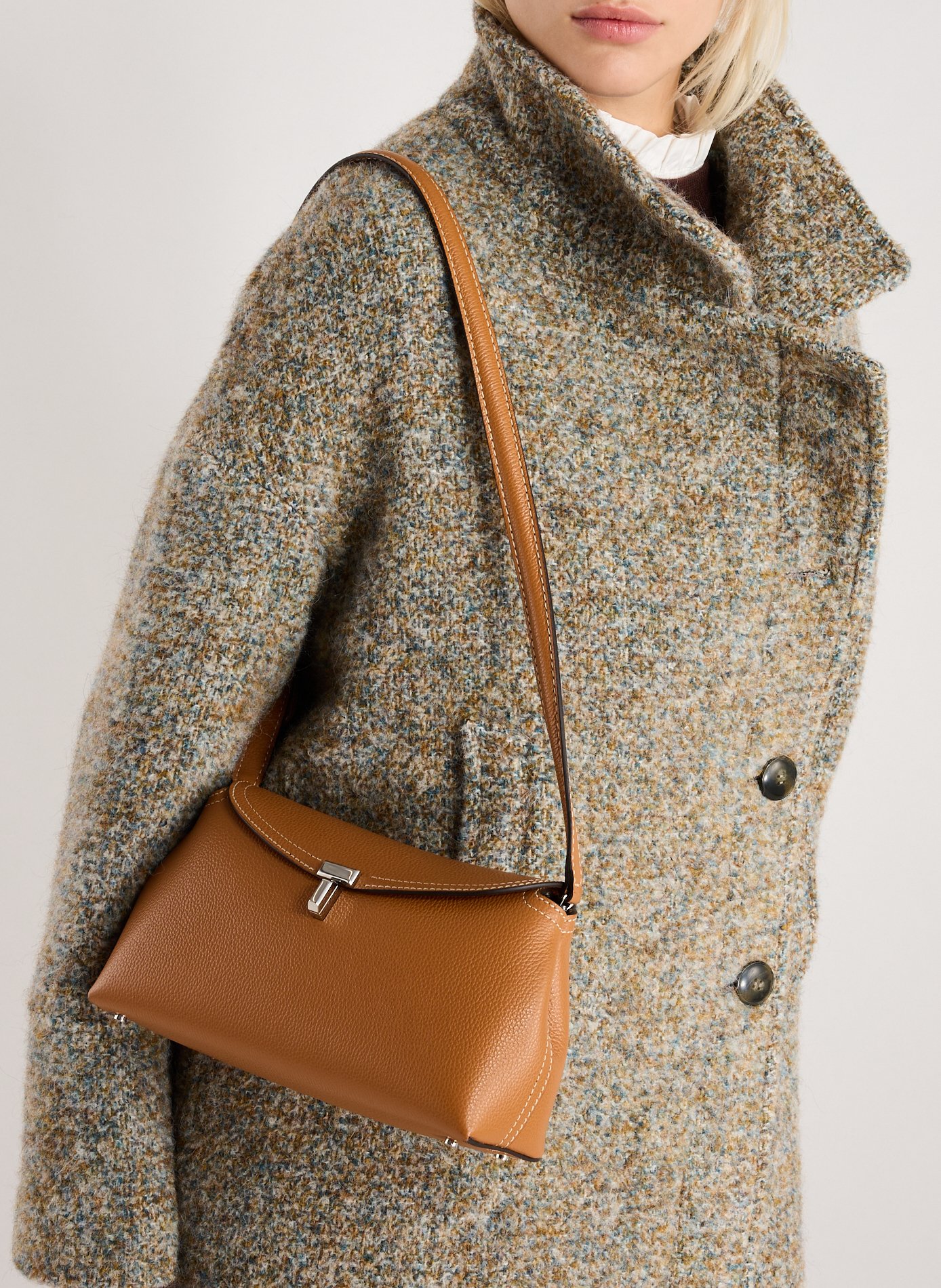 Leather T-lock clutch TOTEME Brown