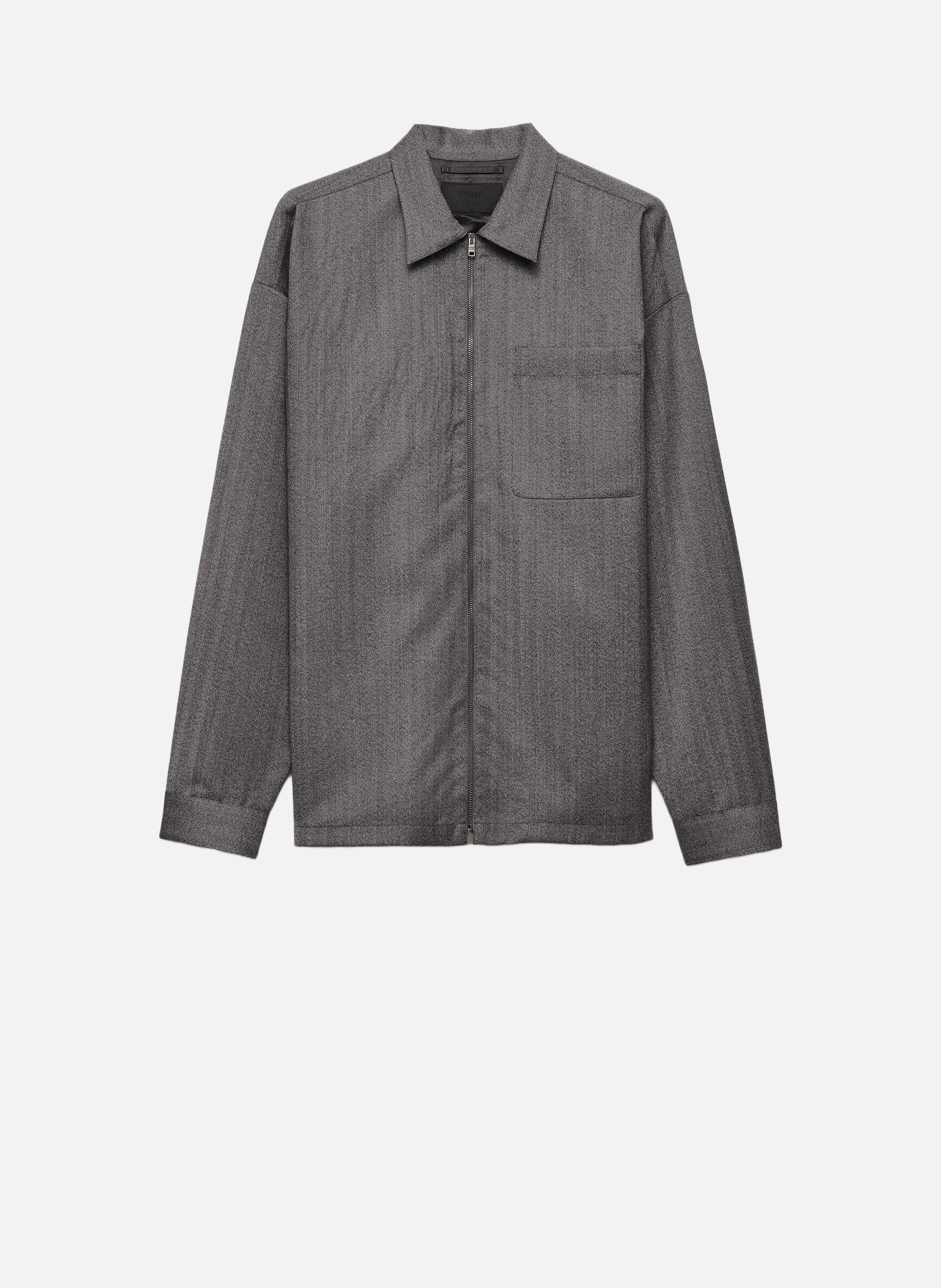 Chemise en laine avec fermeture à glissière PRADA Gris
