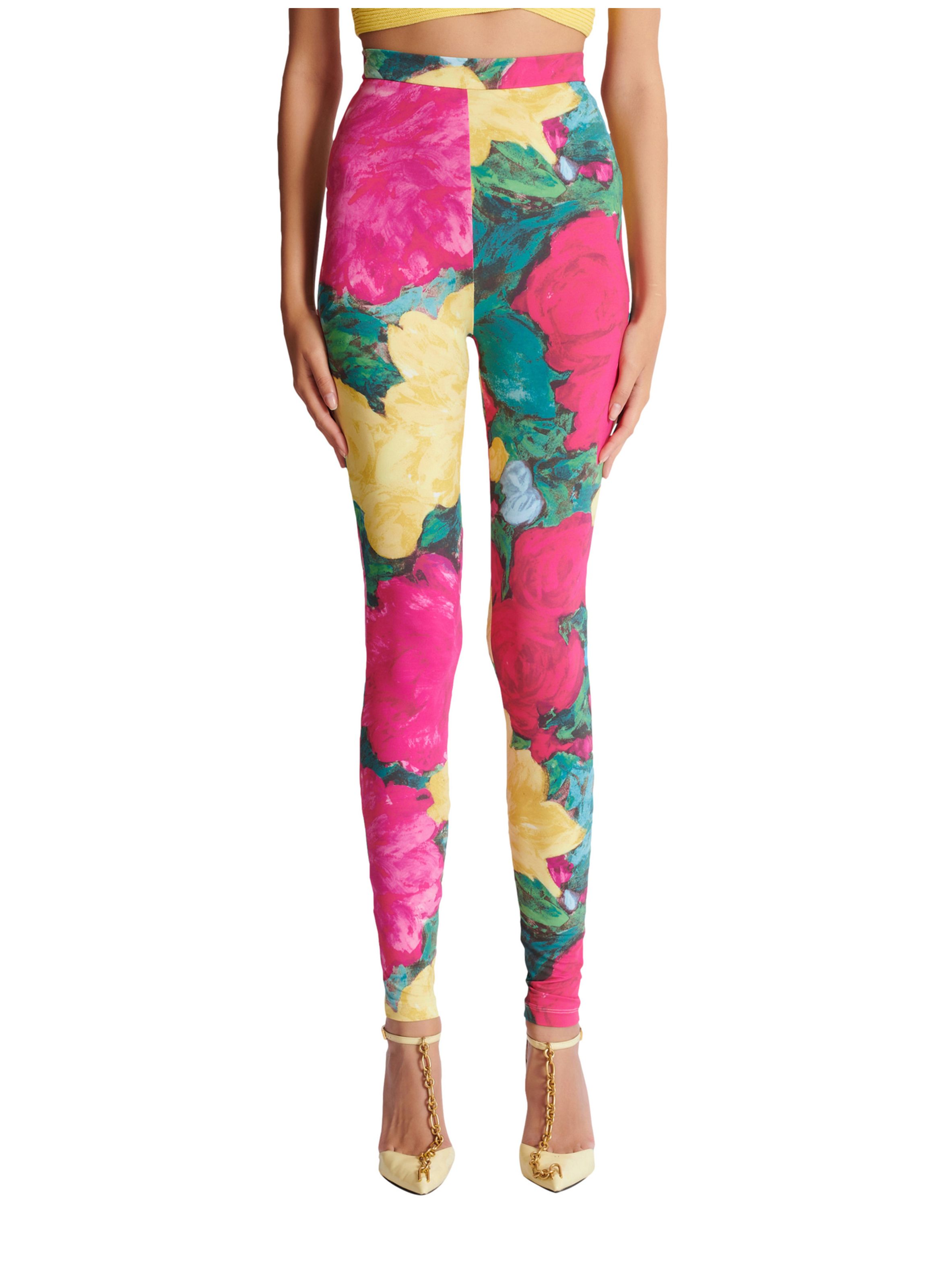 Legging en jersey imprimé roses BALMAIN Multicolore