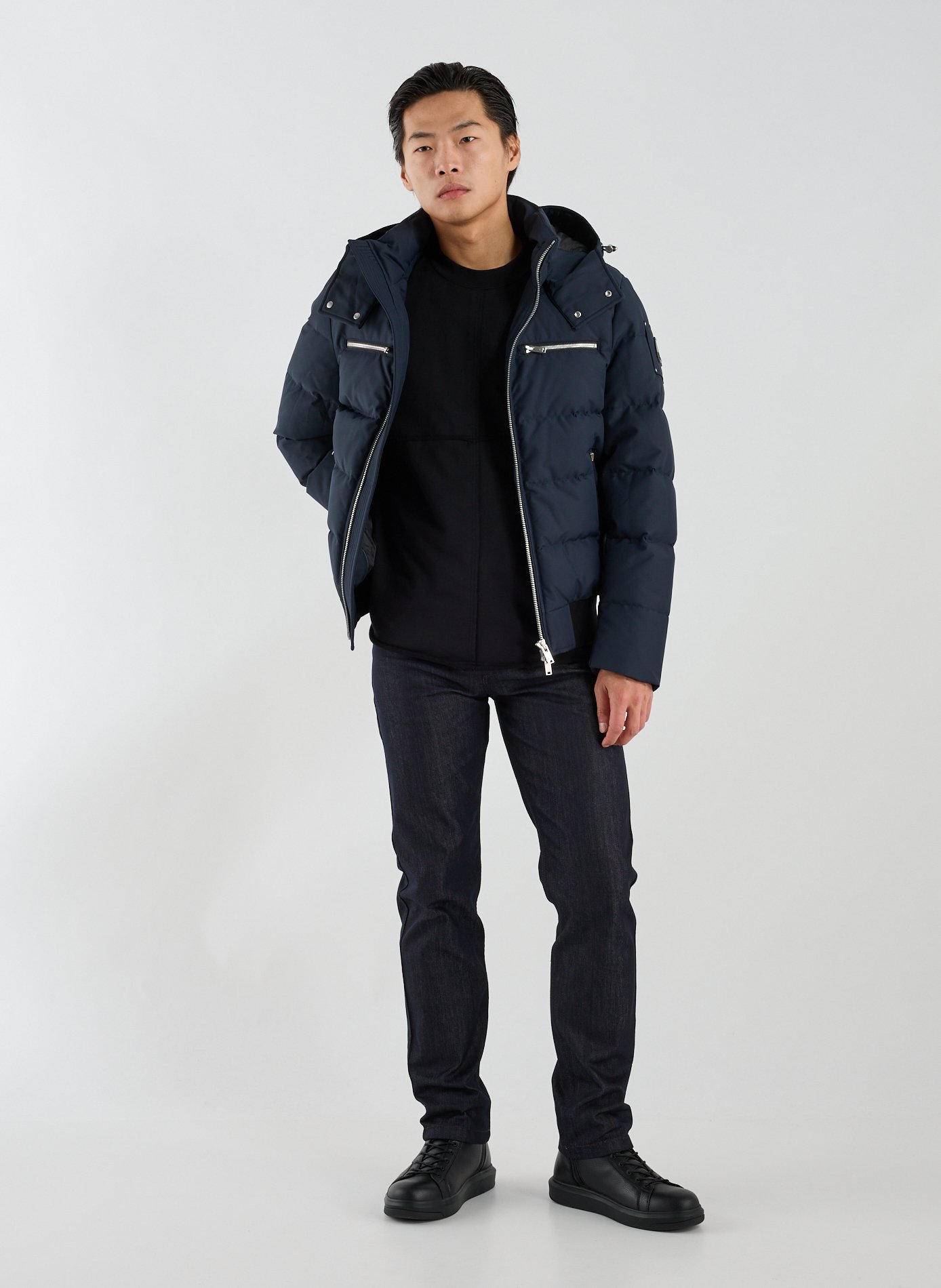 Quilted hooded puffer jacket MOOSE KNUCKLES Blue