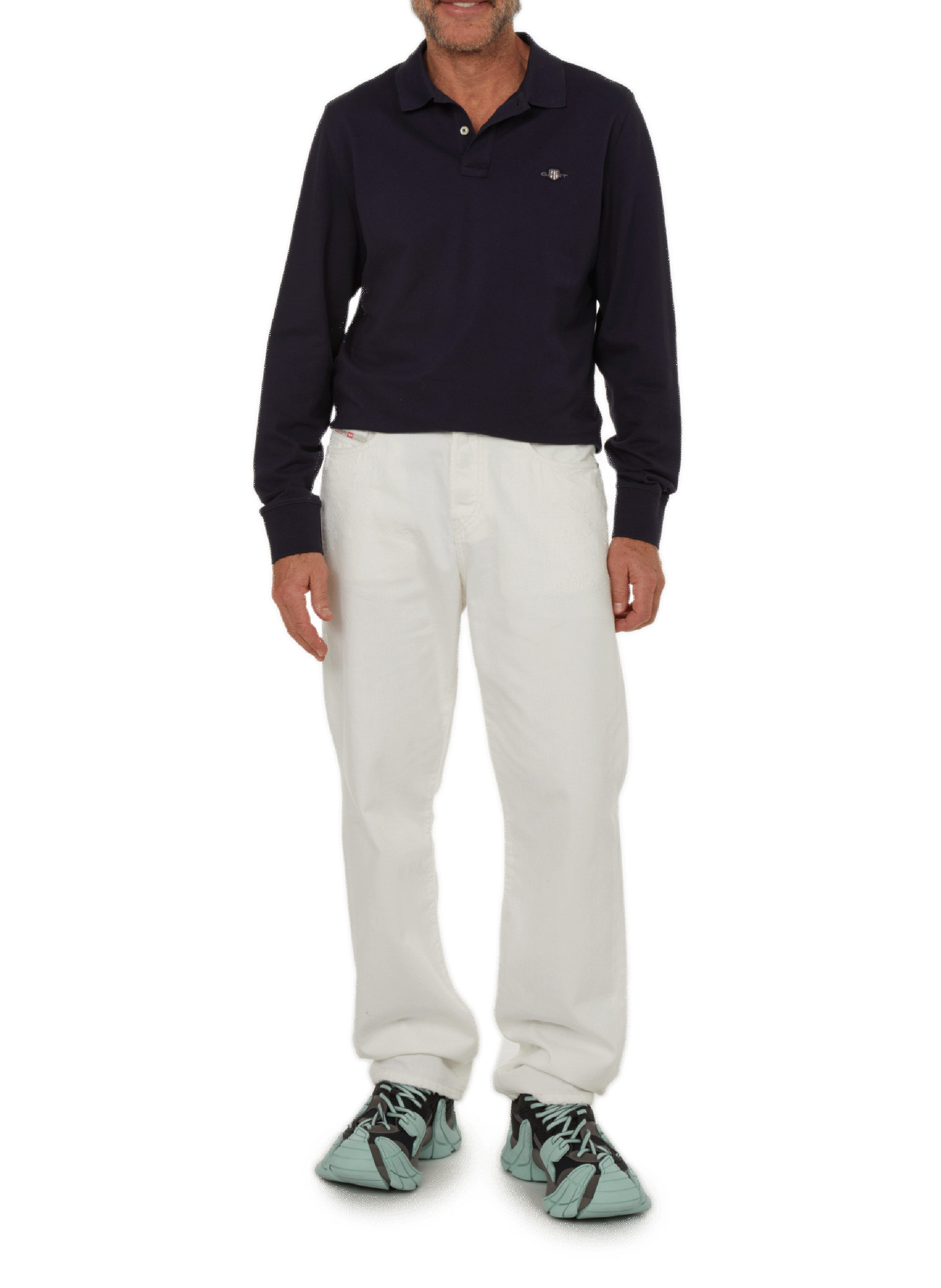 Long-sleeved cotton polo shirt GANT Blue