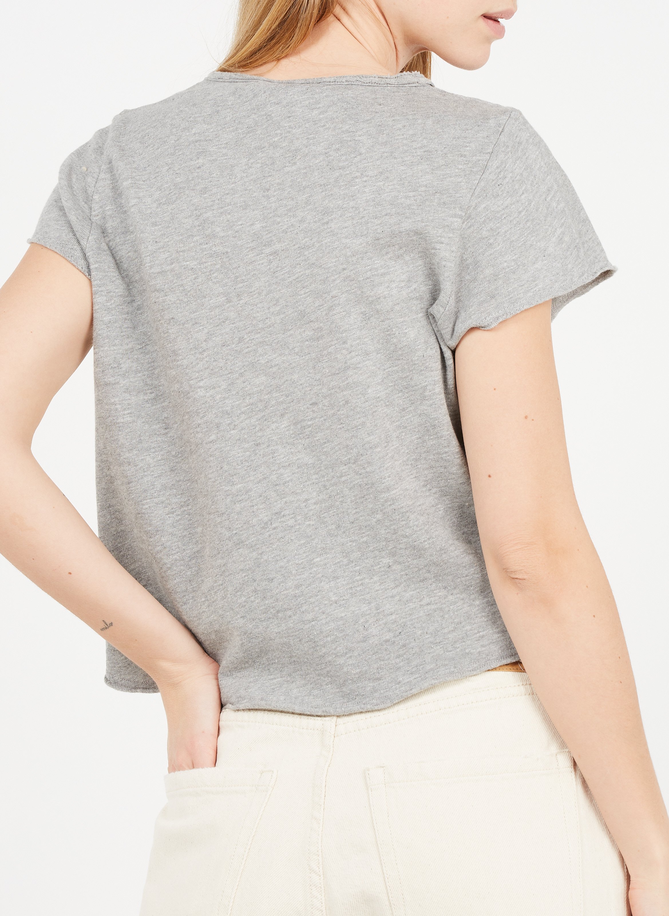 Tee-shirt droit col v en coton sonoma AMERICAN VINTAGE Gris