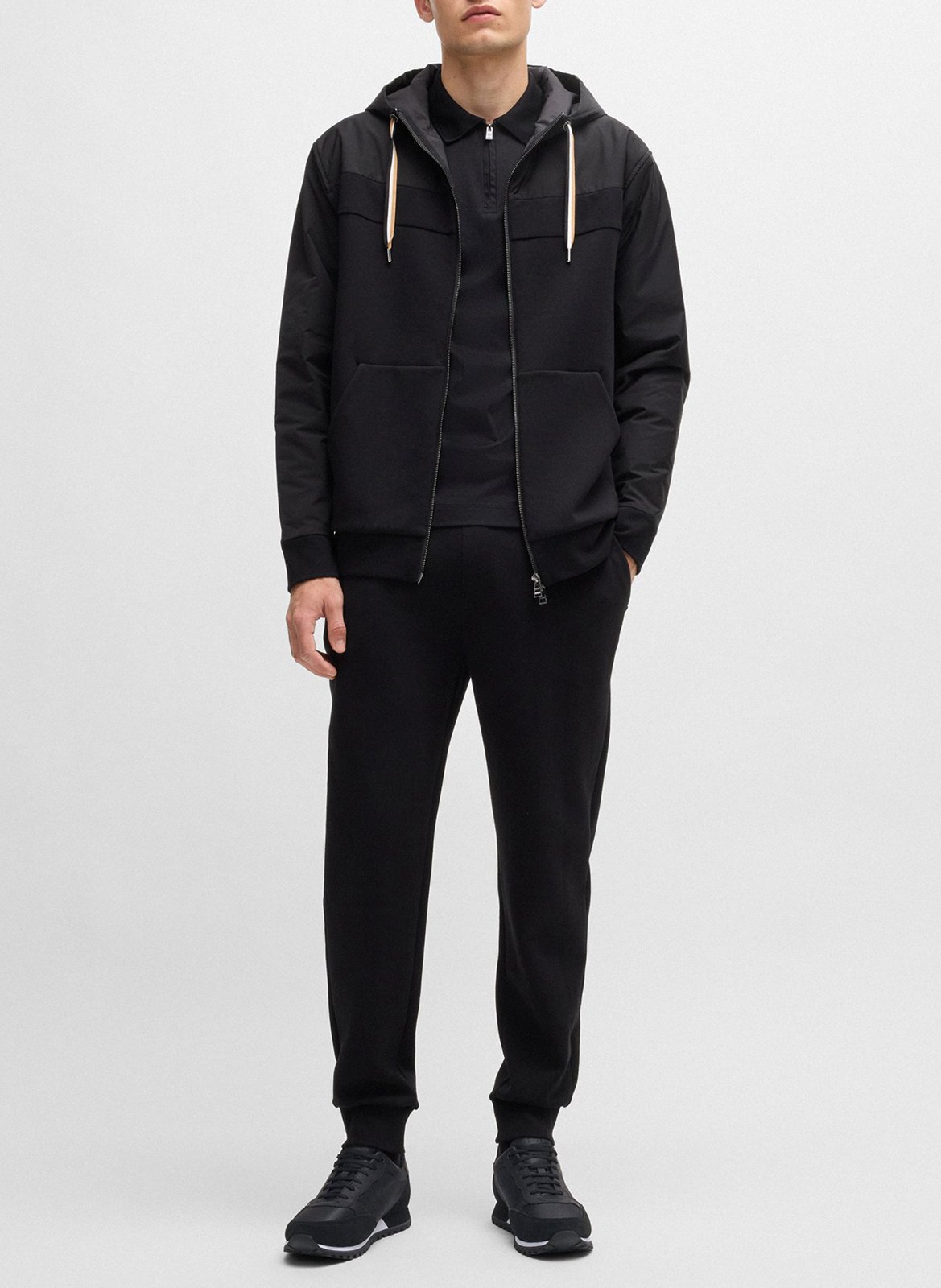 Baskets basses bi-matière BOSS Noir