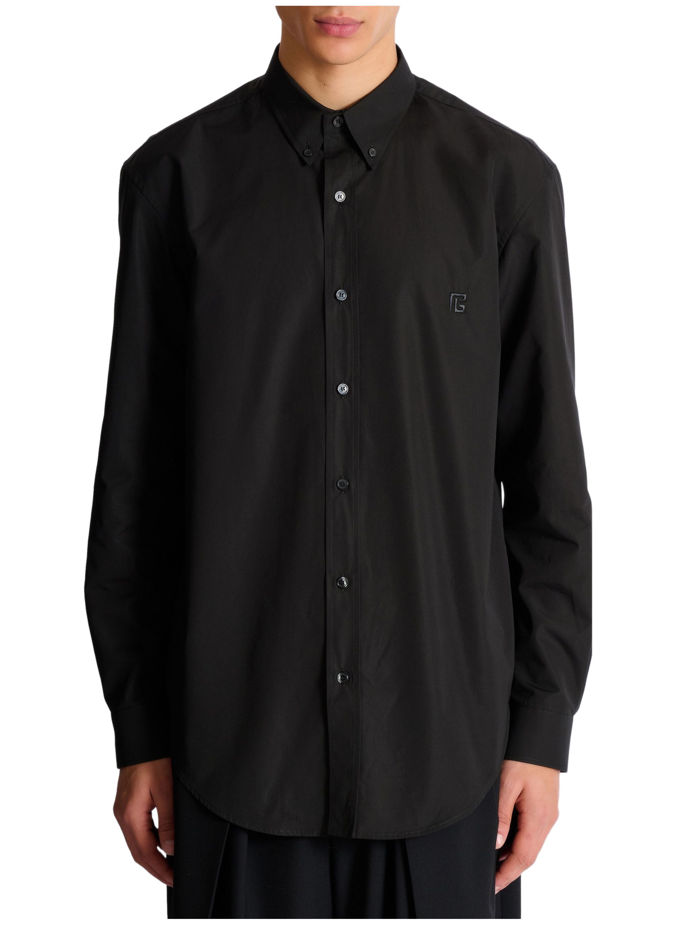 Chemise en popeline de coton BALMAIN Noir