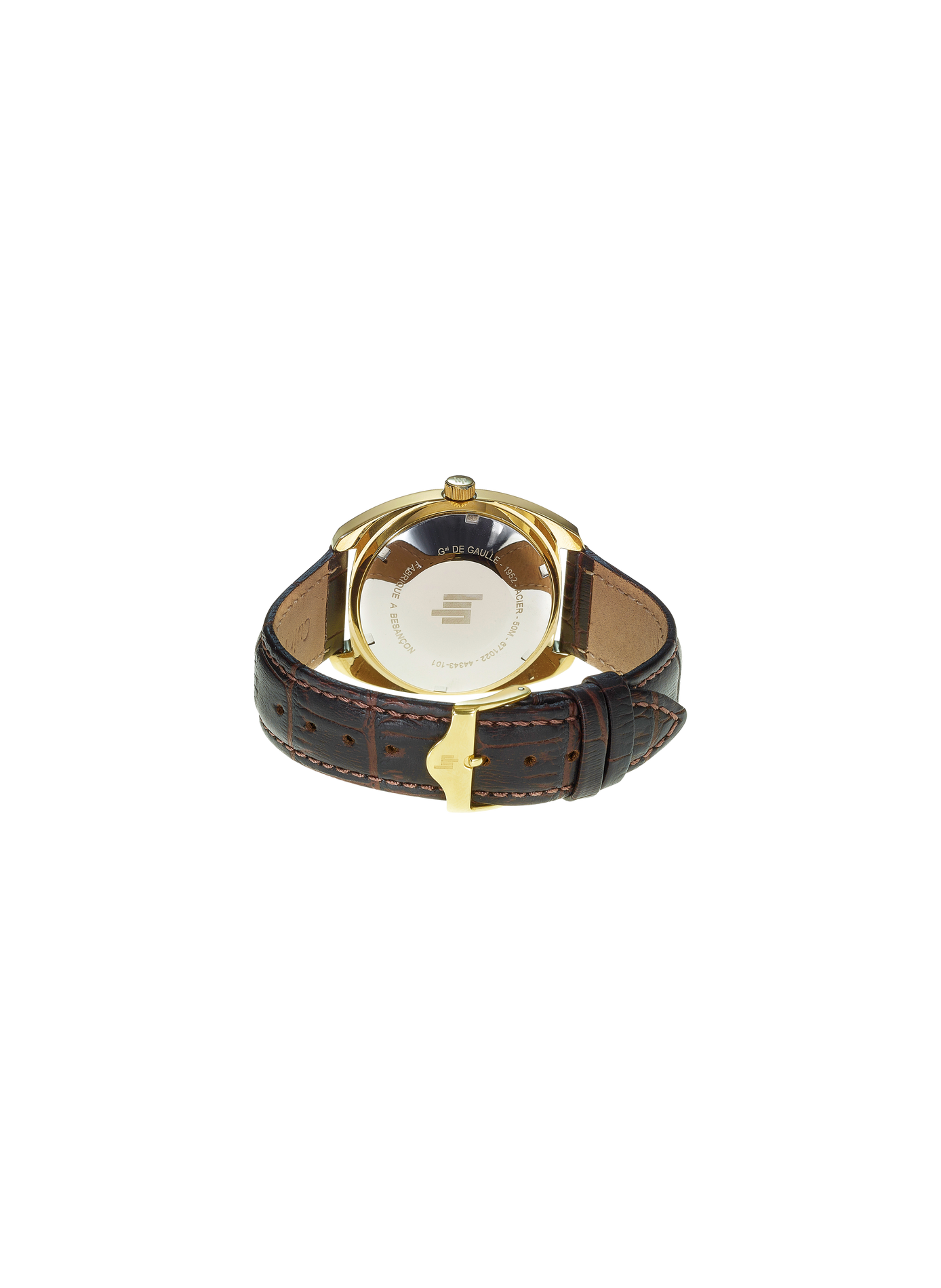 Montre quartz bracelet façon crocodile en cuir LIP Argent