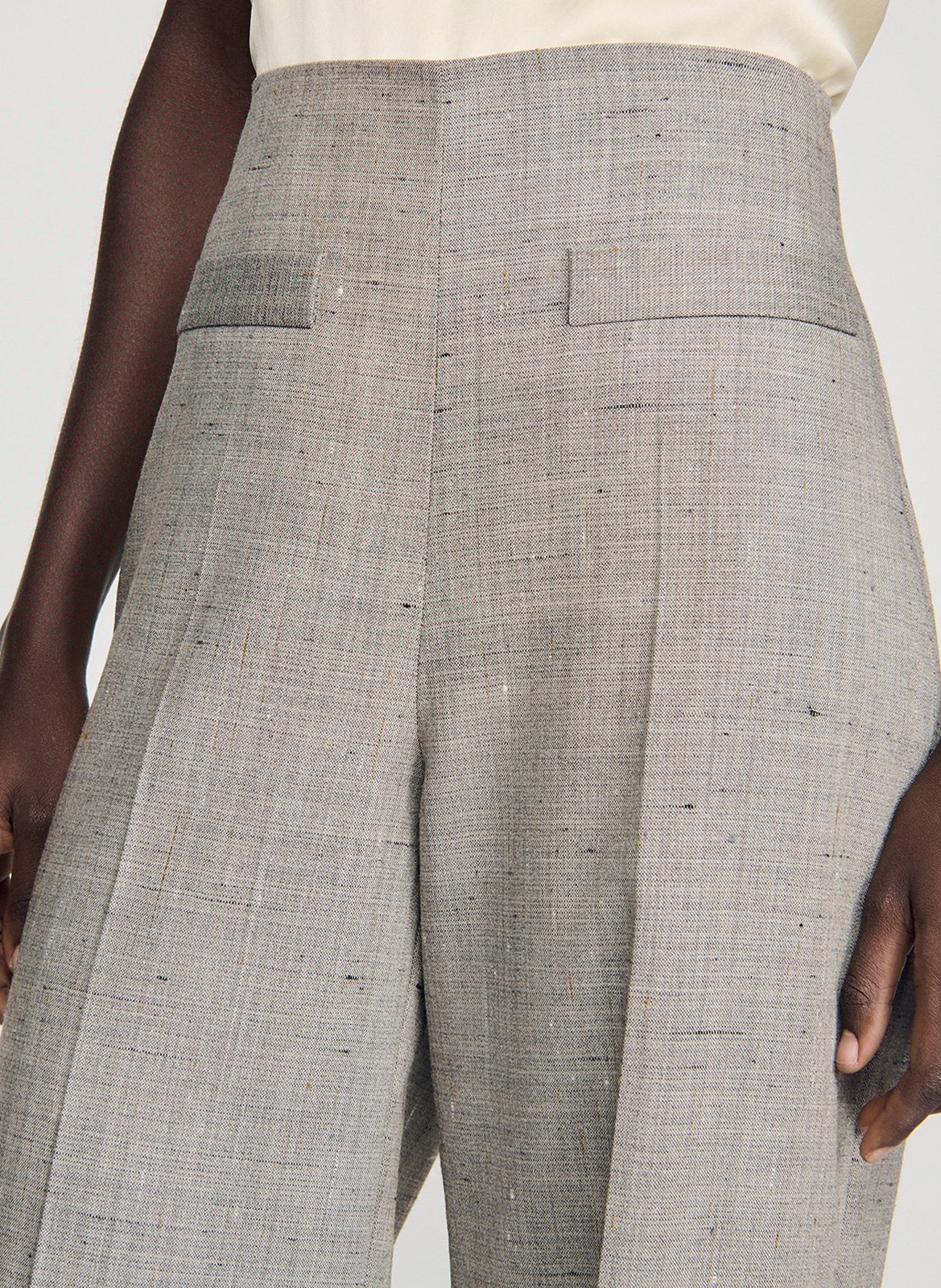 Pantalon large en laine mélangée SANDRO Beige