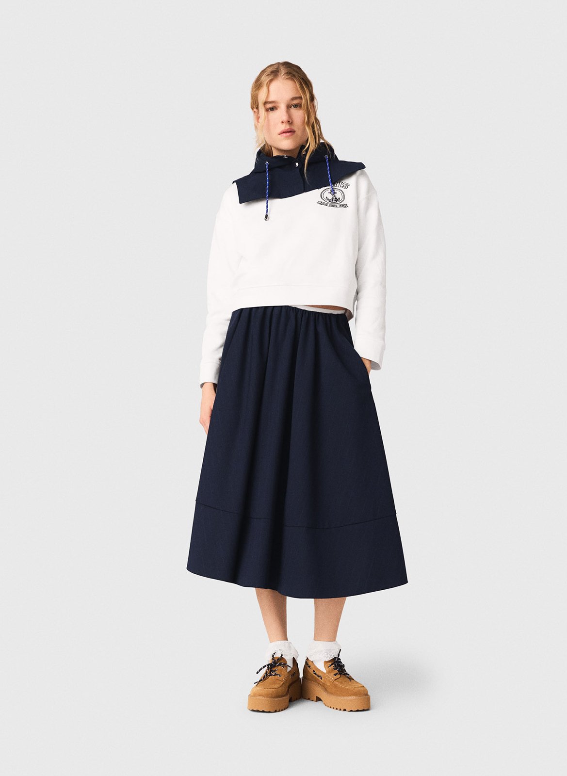 Sweat col rond en coton MAJE Blanc