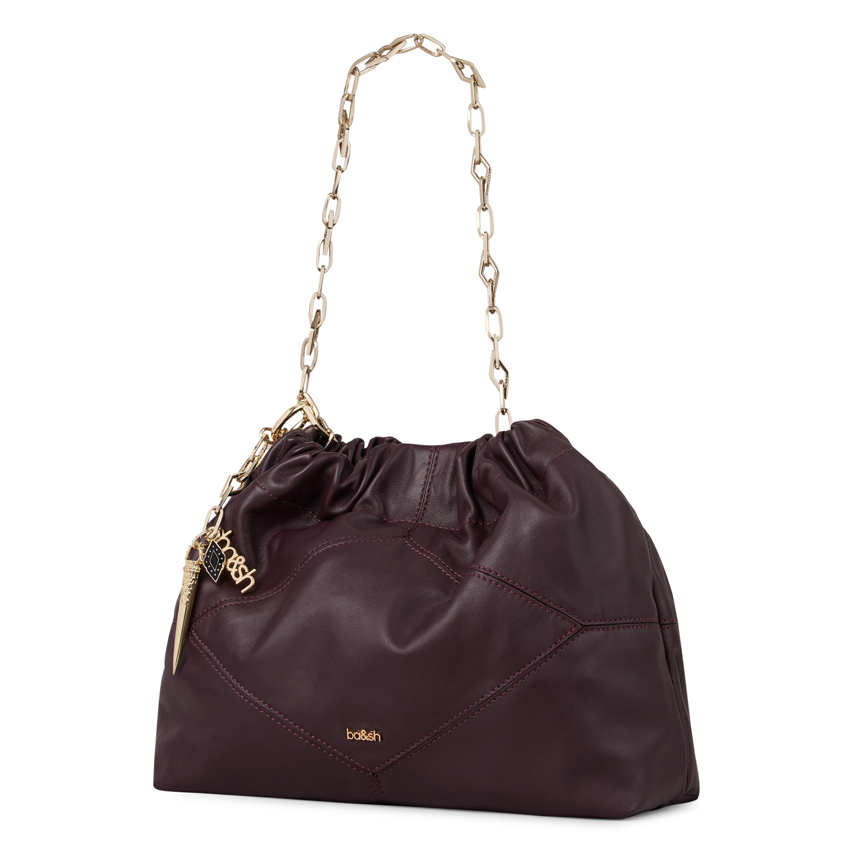 Sac épaule en cuir mini june tote BA&SH Violet
