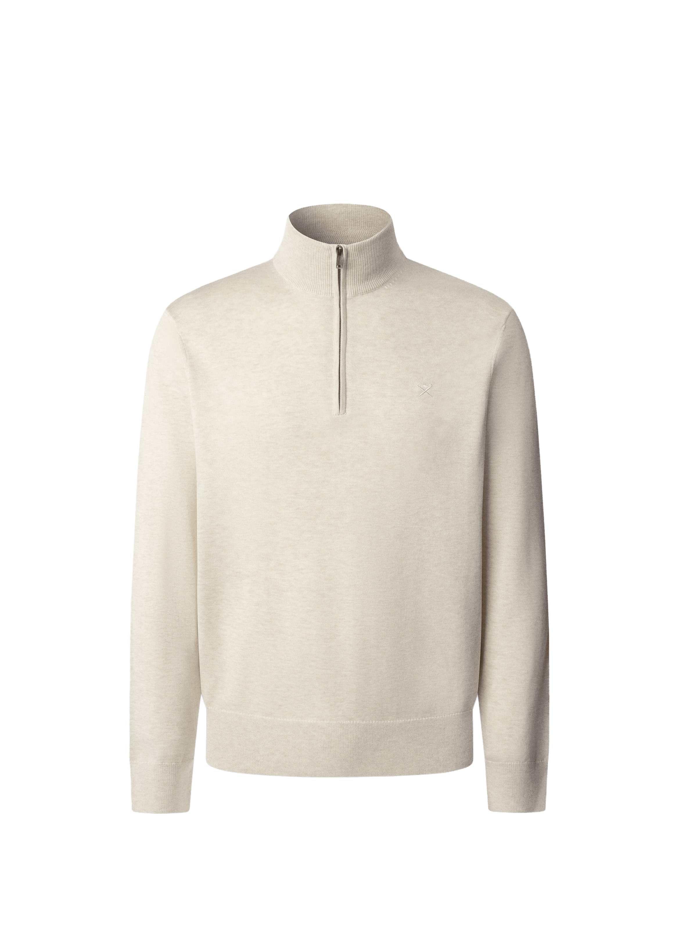 Cotton and silk zip-neck jumper HACKETT Beige